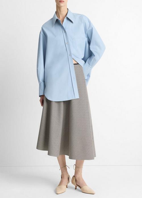 Asymmetrical Houndstooth Wool-Blend Skirt