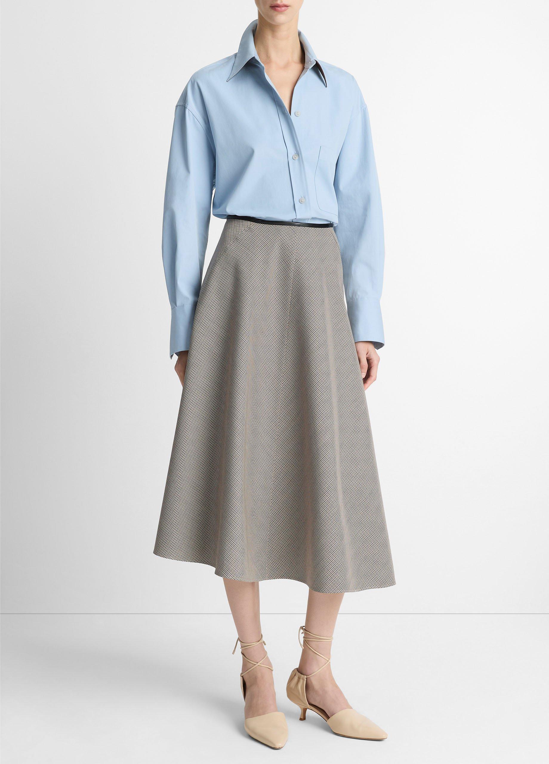 Asymmetrical Houndstooth Wool-Blend Skirt image number 1