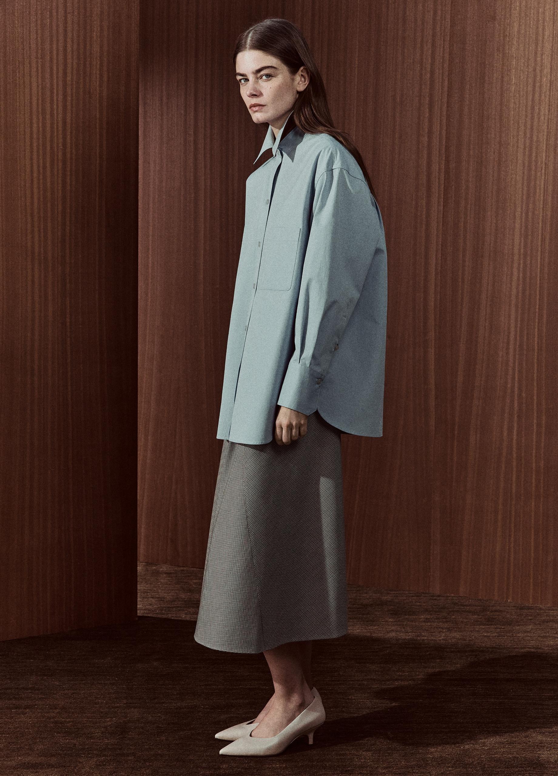 Asymmetrical Houndstooth Wool-Blend Skirt image number 4