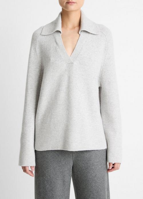 Wool & Cashmere-Blend Oversized Polo Sweater