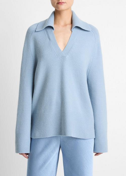 Wool & Cashmere-Blend Oversized Polo Sweater