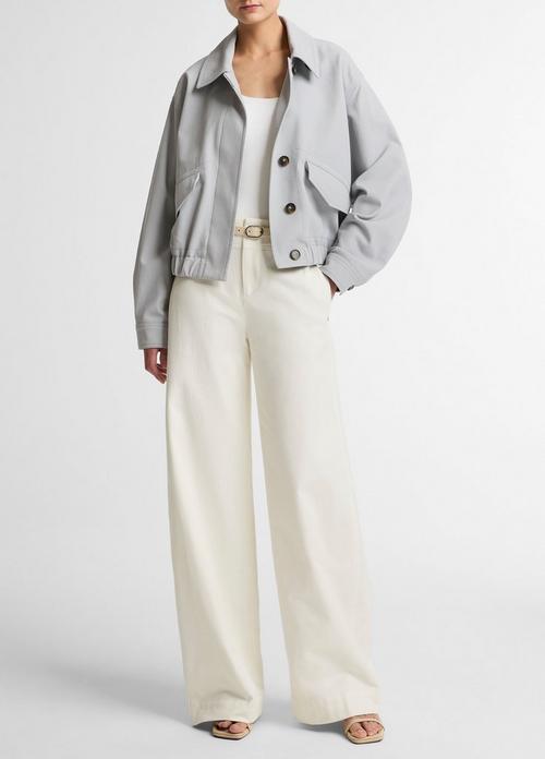 Italian Cotton Utility Double-Waist Wide-Leg Pant