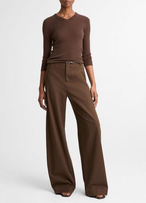 Italian Cotton Utility Double-Waist Wide-Leg Pant