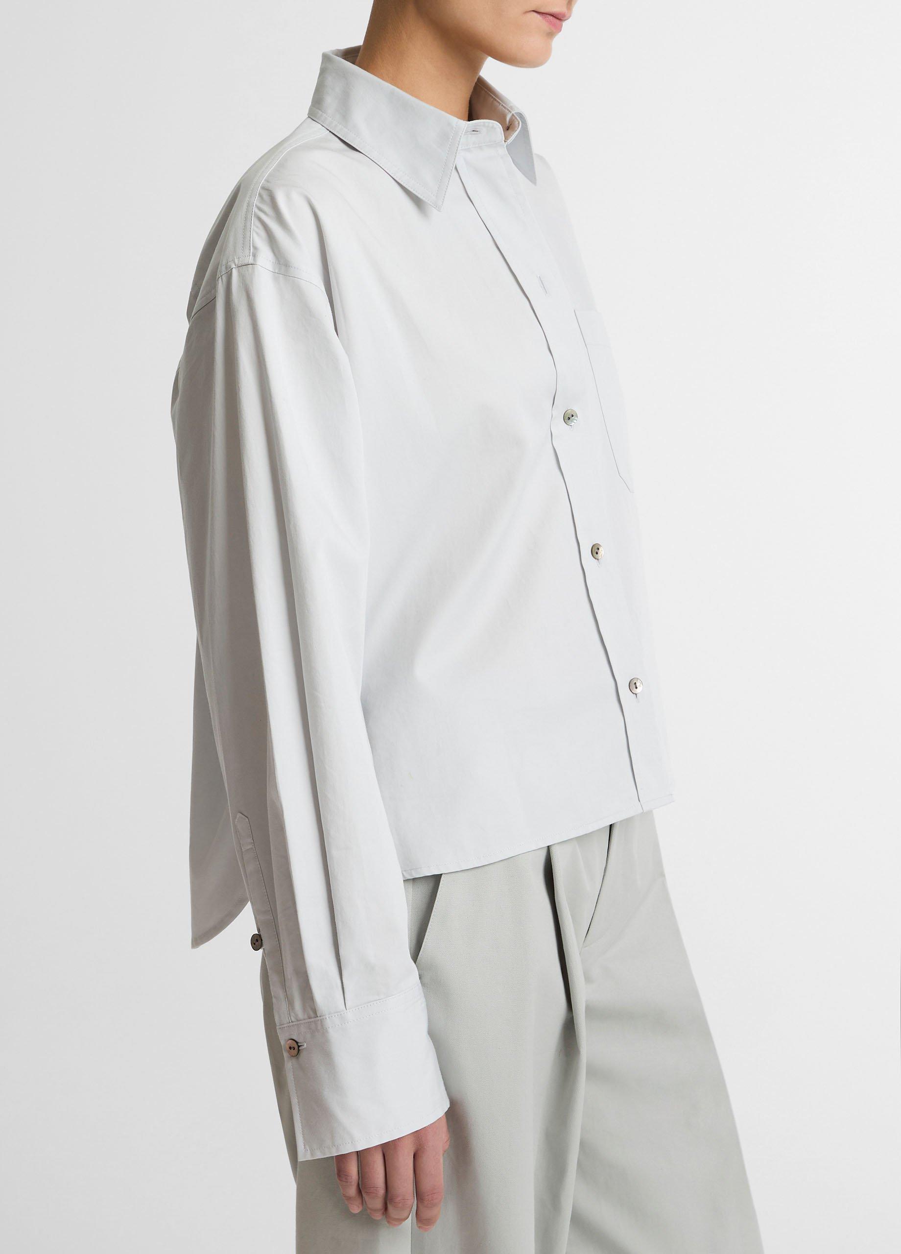 Cotton Cropped Button-Front Shirt&nbsp; image number 1