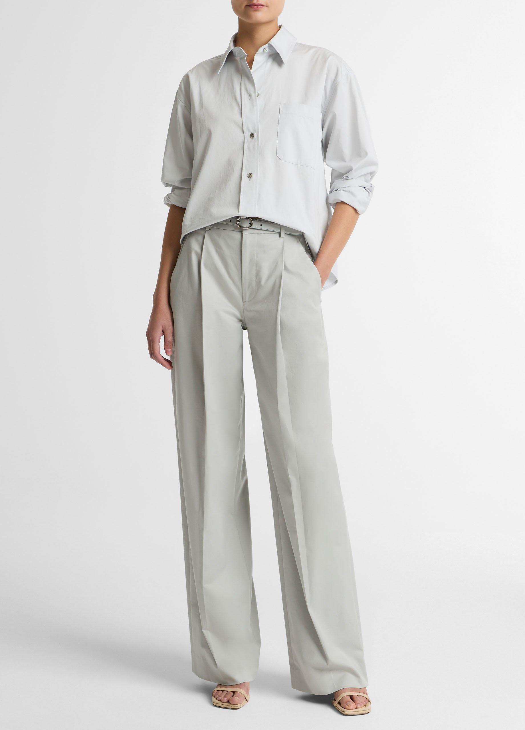 Cotton Cropped Button-Front Shirt image number 3