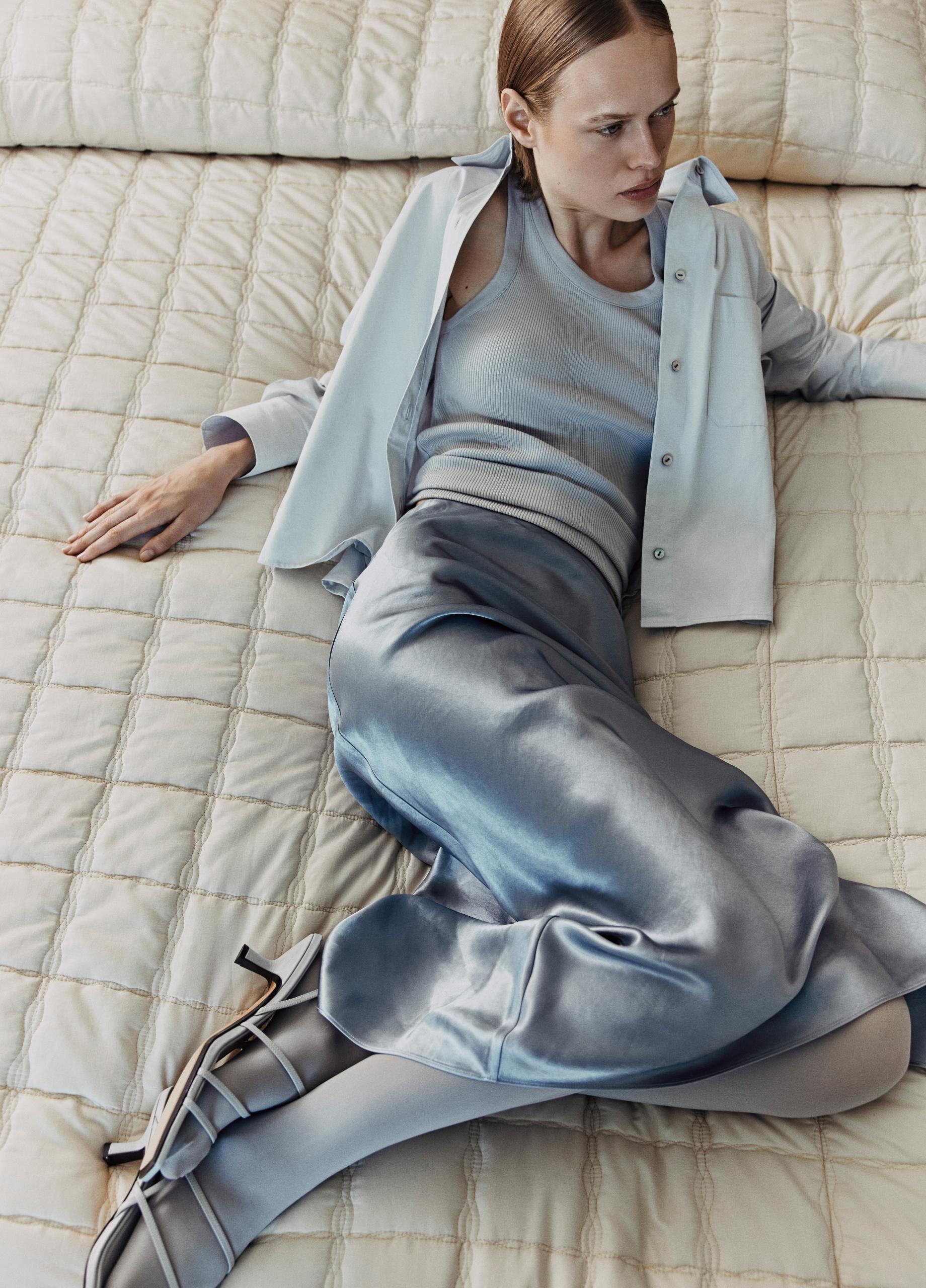 Cotton Cropped Button-Front Shirt&nbsp; image number 5