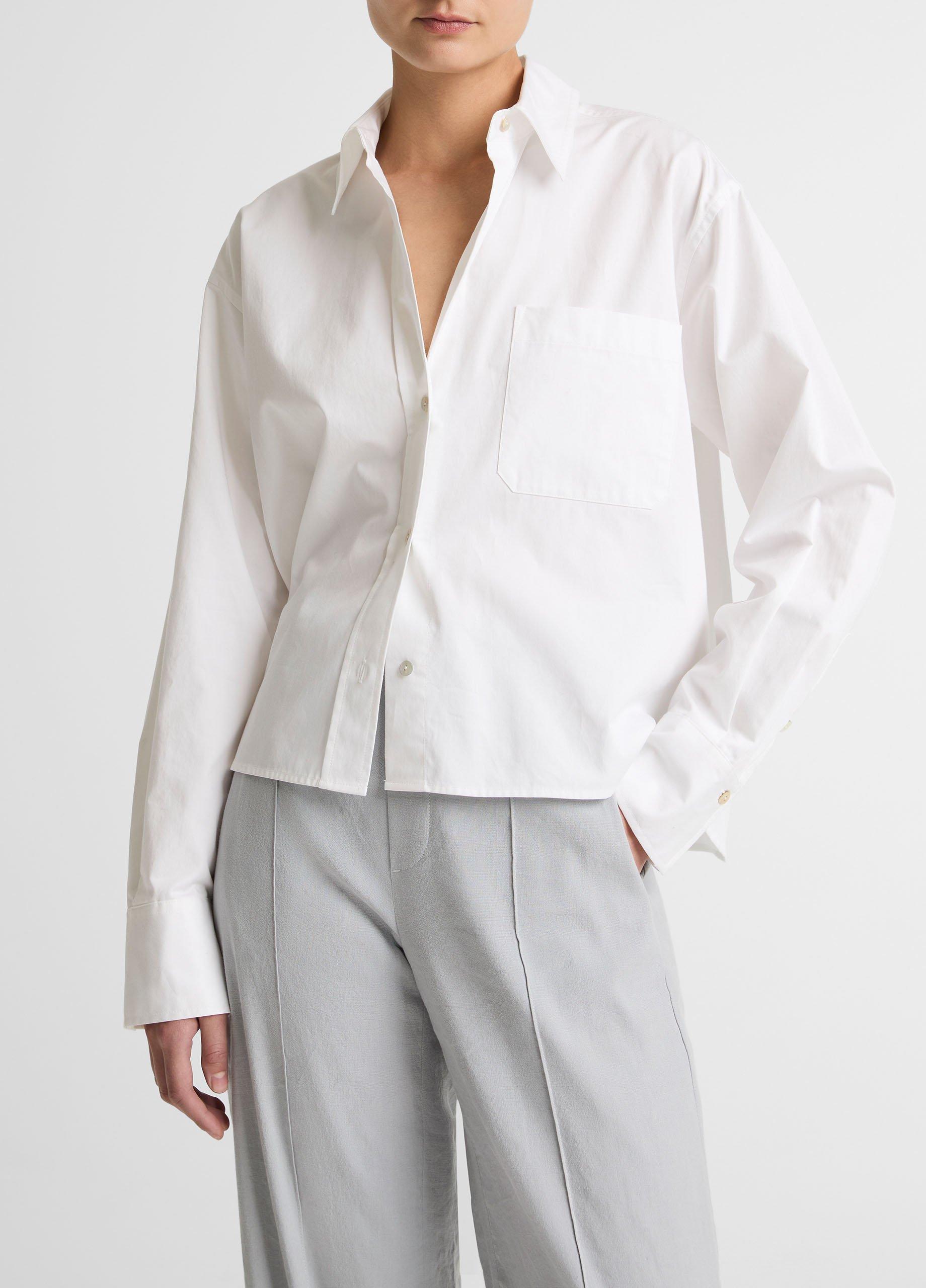 Cotton Cropped Button-Front Shirt