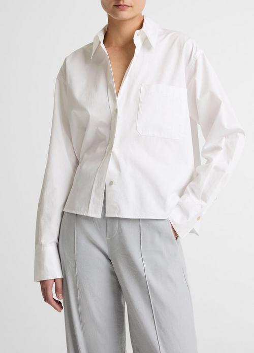 Cotton Cropped Button-Front Shirt