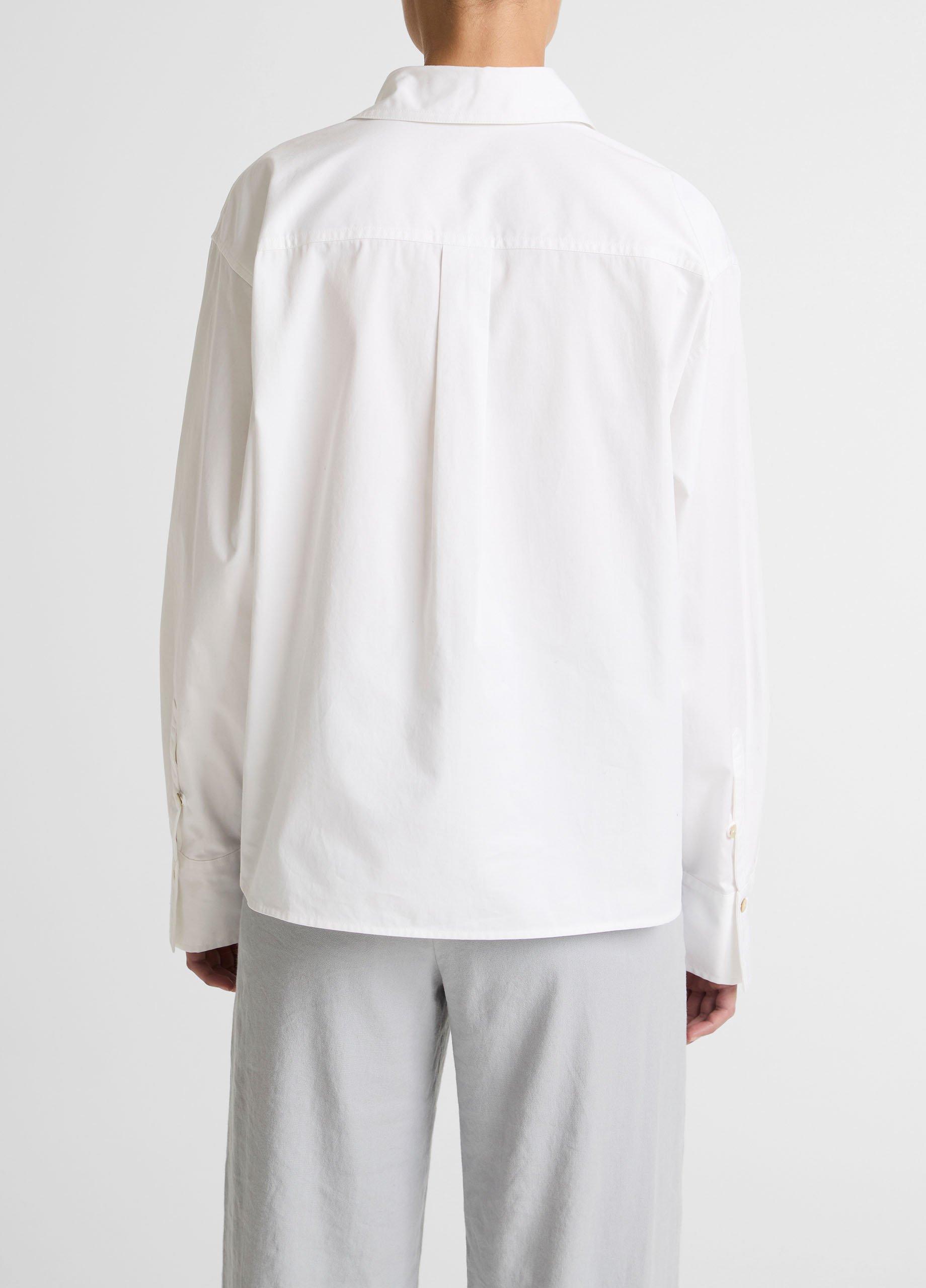 Cotton Cropped Button-Front Shirt&nbsp; image number 2