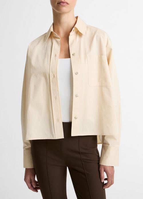 Cotton Cropped Button-Front Shirt&nbsp;