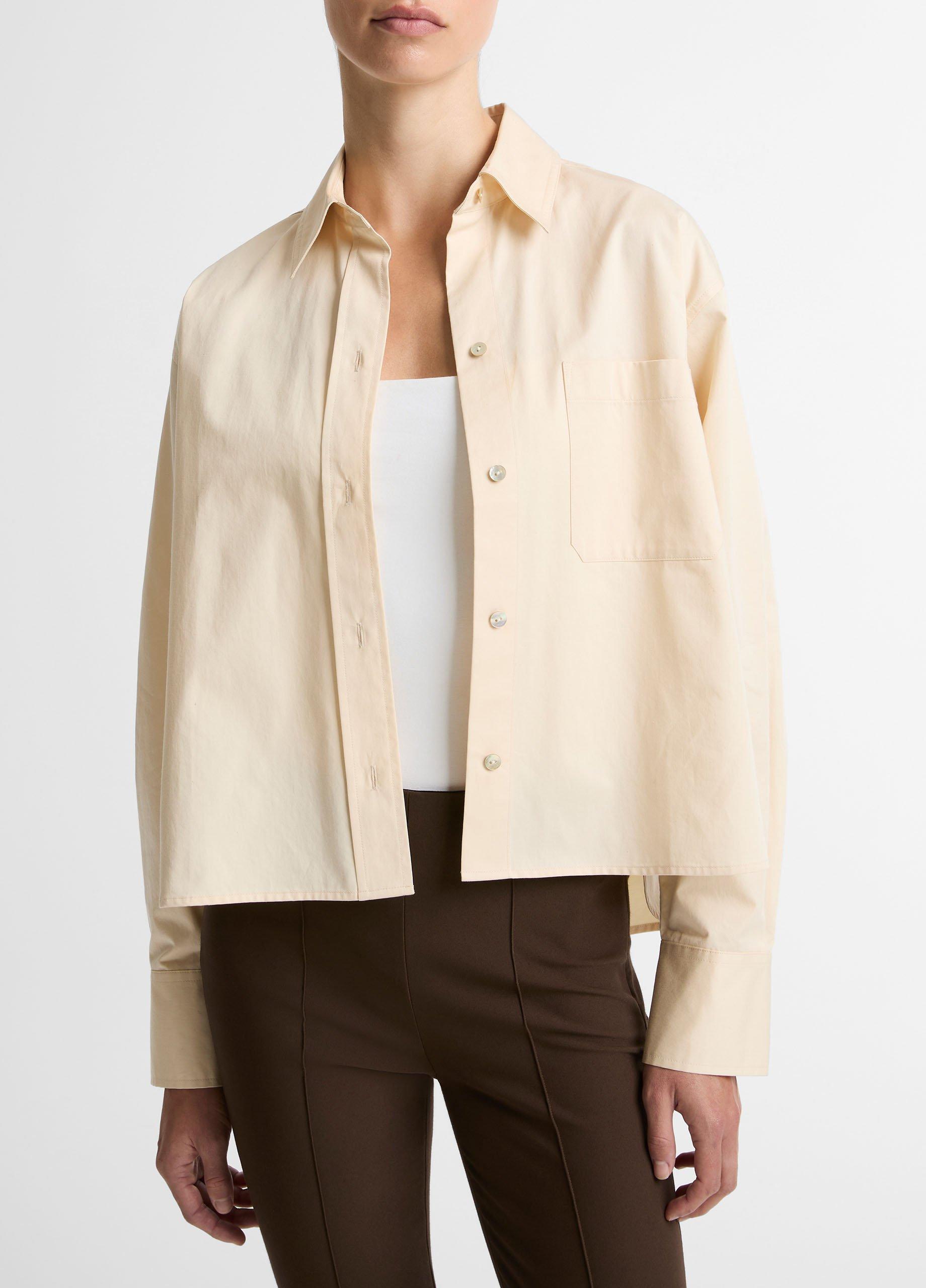 Cotton Cropped Button-Front Shirt