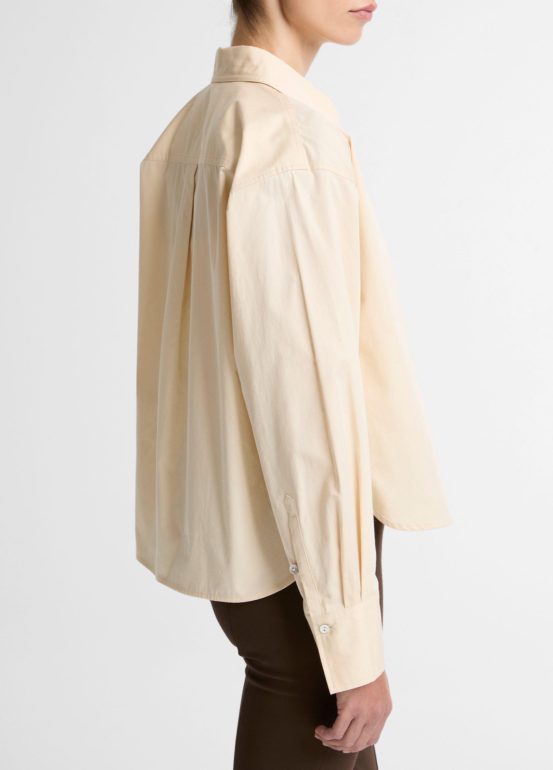 Cotton Cropped Button-Front Shirt image number 1