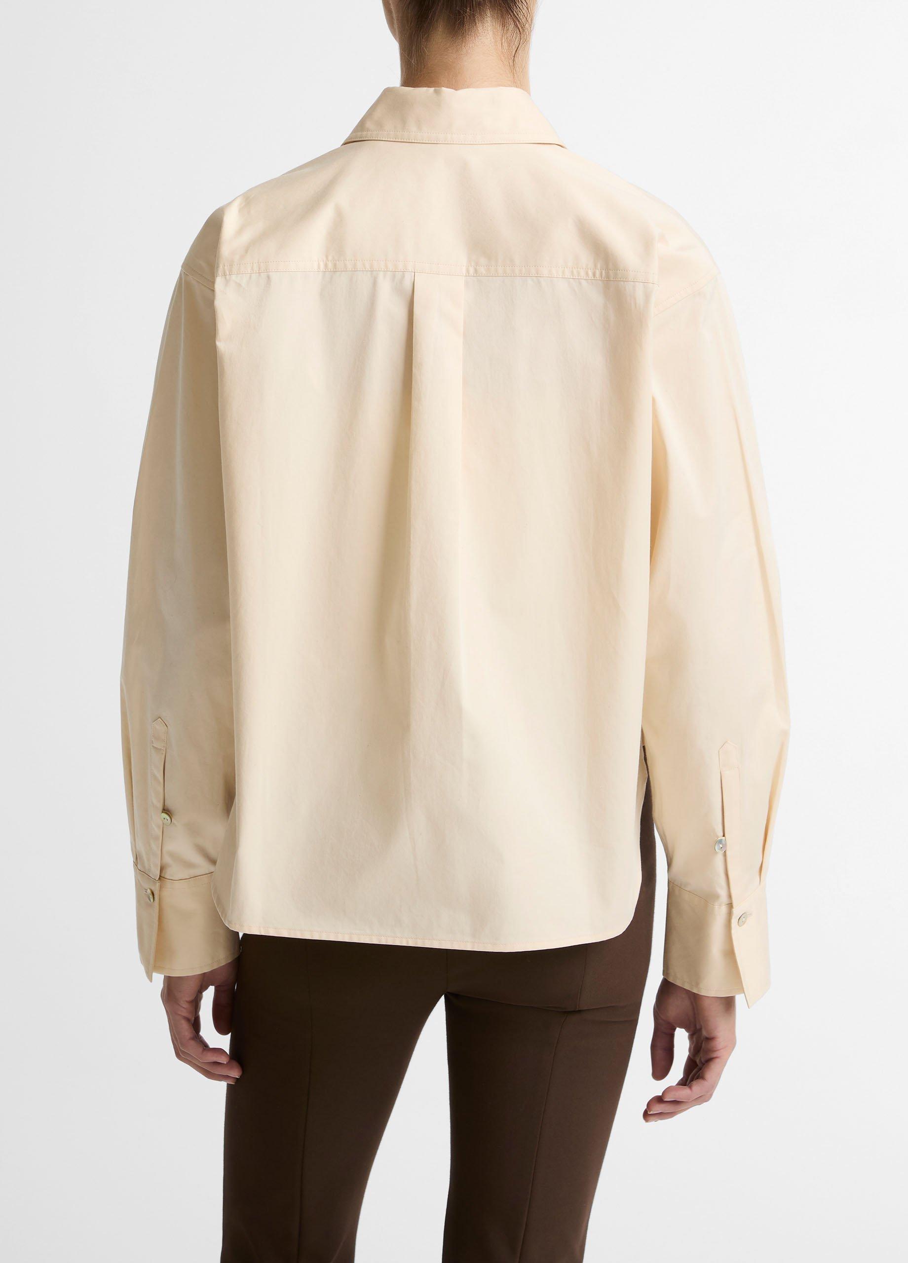 Cotton Cropped Button-Front Shirt image number 2