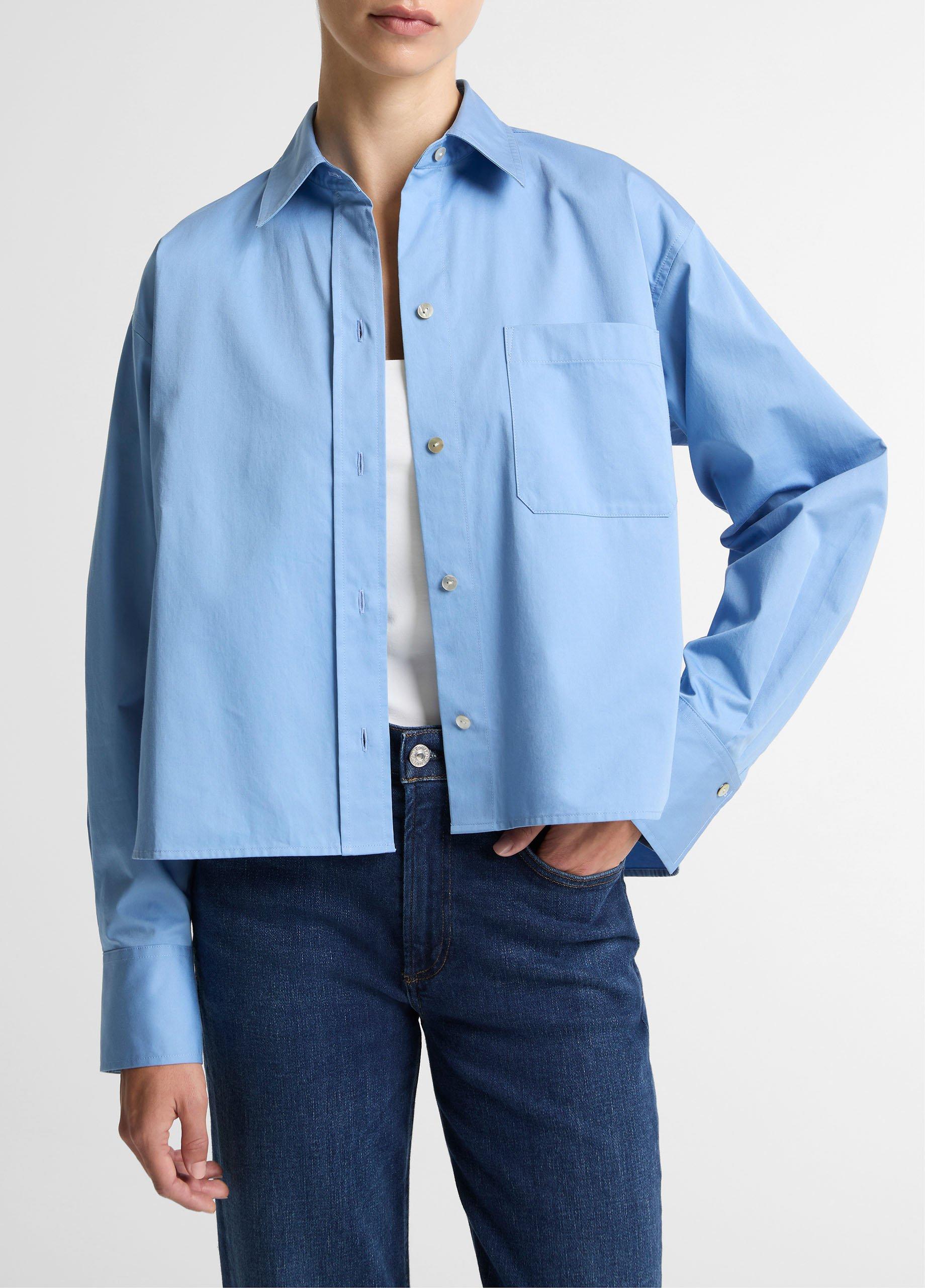 Cotton Cropped Button-Front Shirt