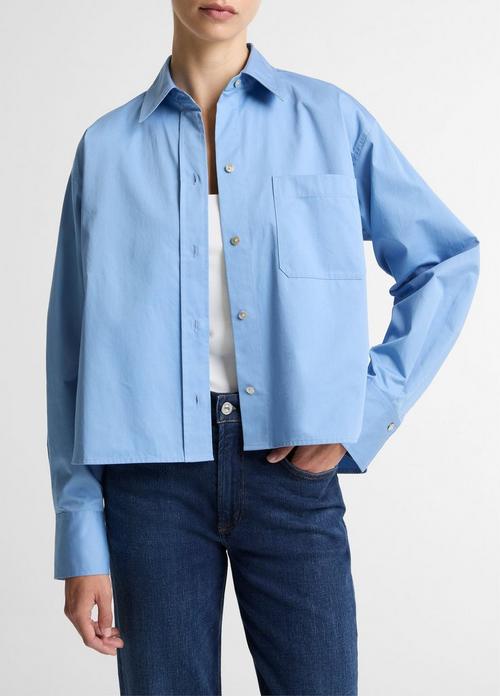 Cotton Cropped Button-Front Shirt&nbsp;