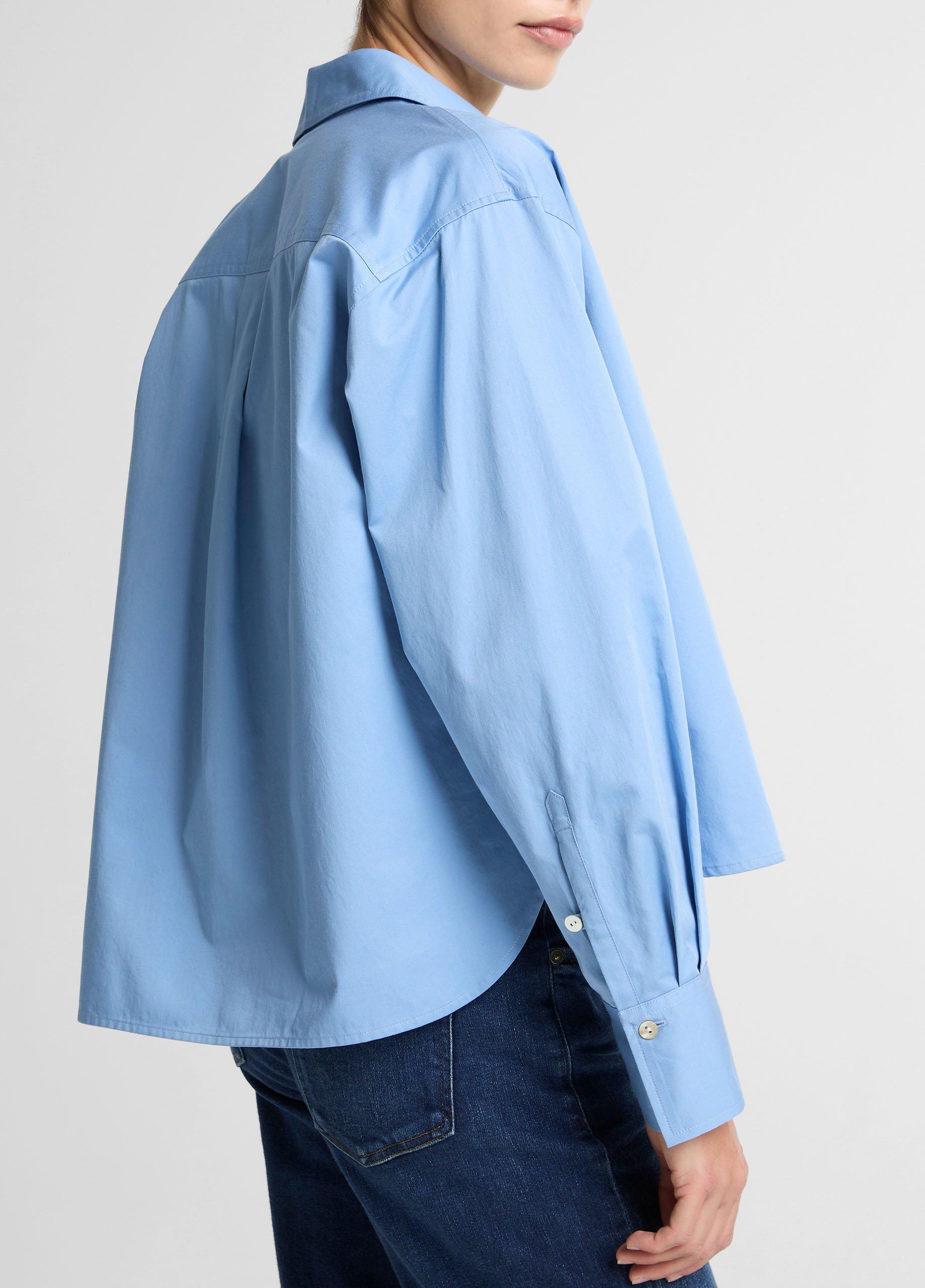 Cotton Cropped Button-Front Shirt&nbsp; image number 1