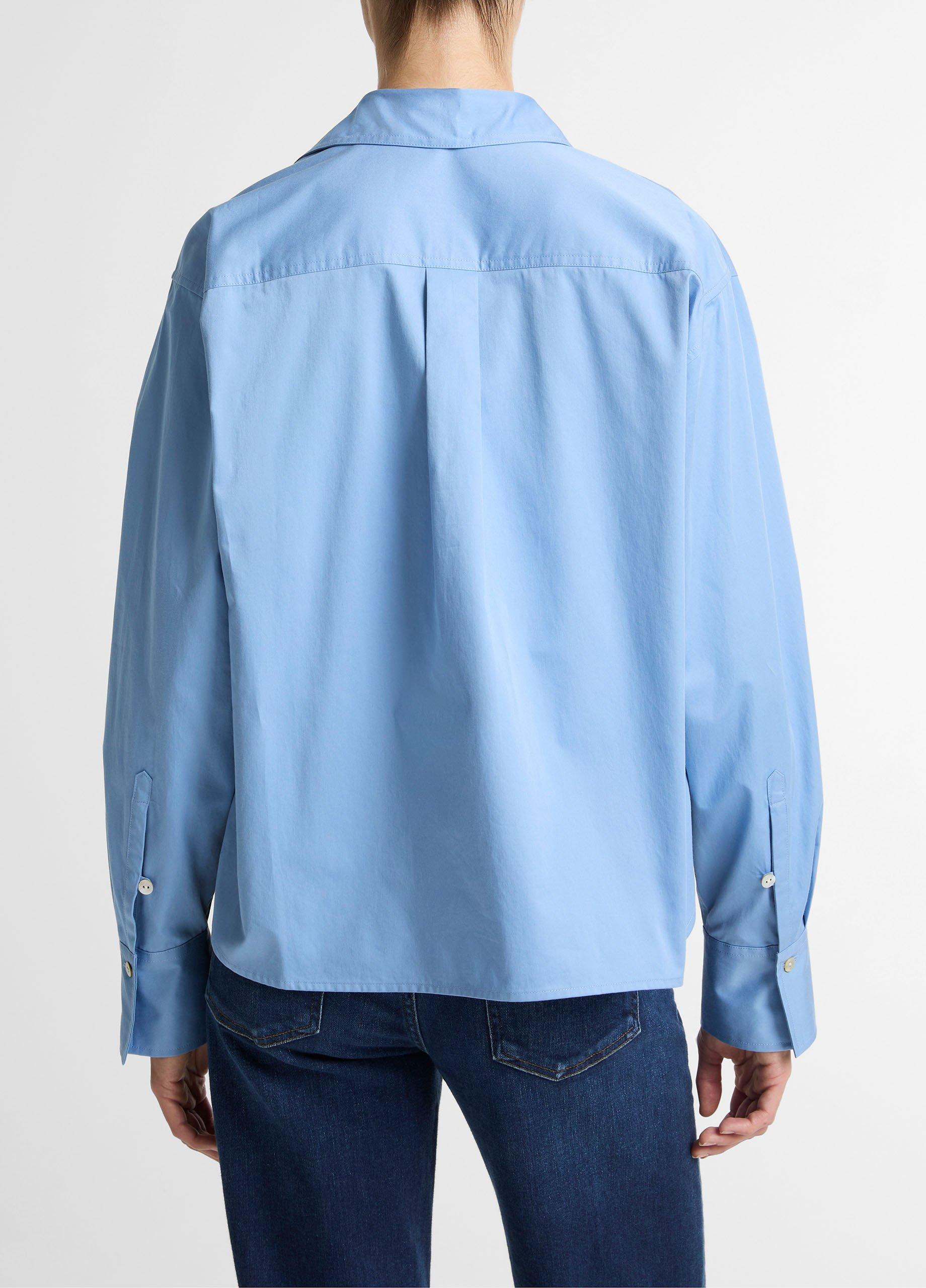 Cotton Cropped Button-Front Shirt image number 2