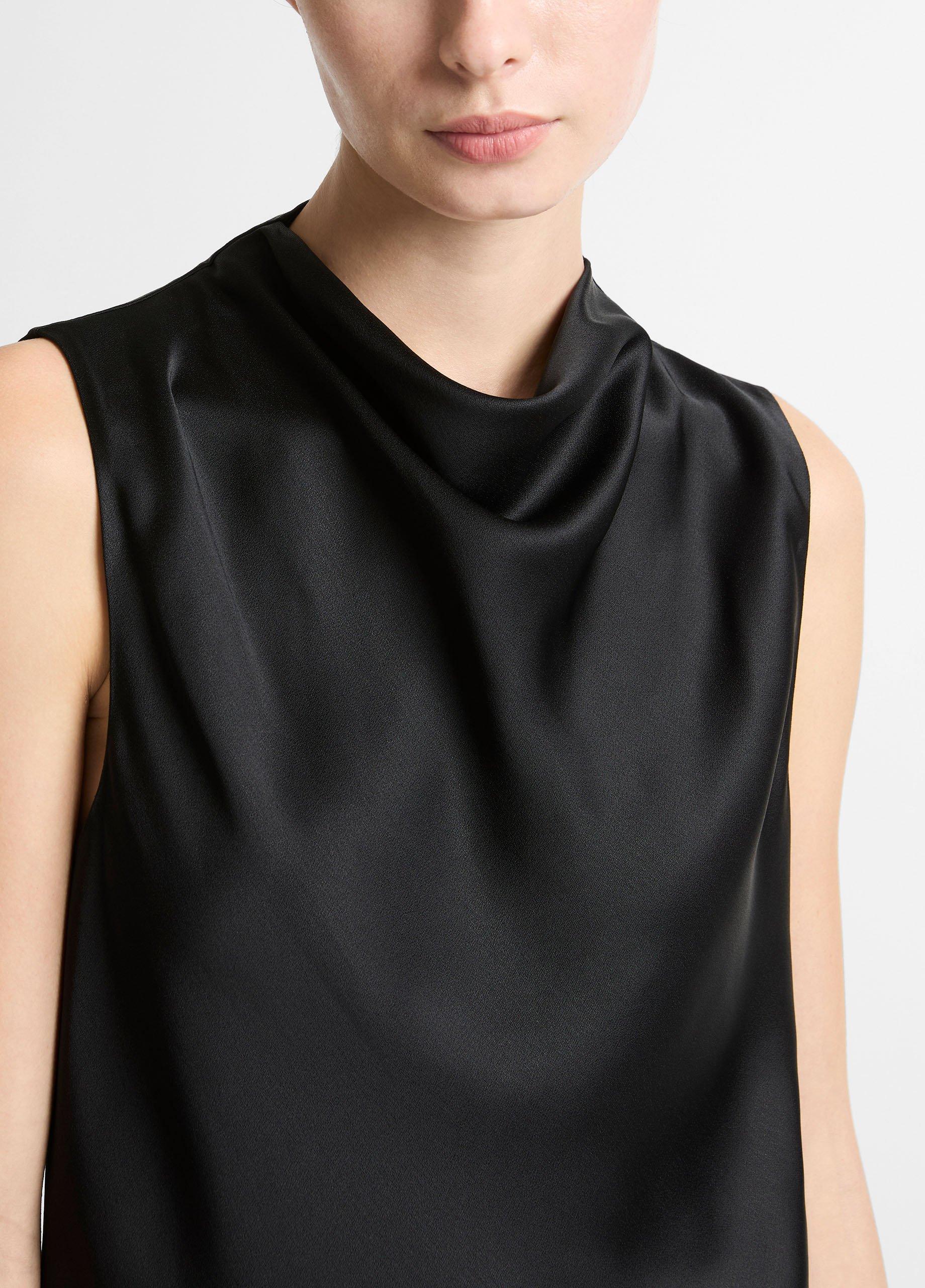 Satin Cropped Cowl-Neck Top image number 1