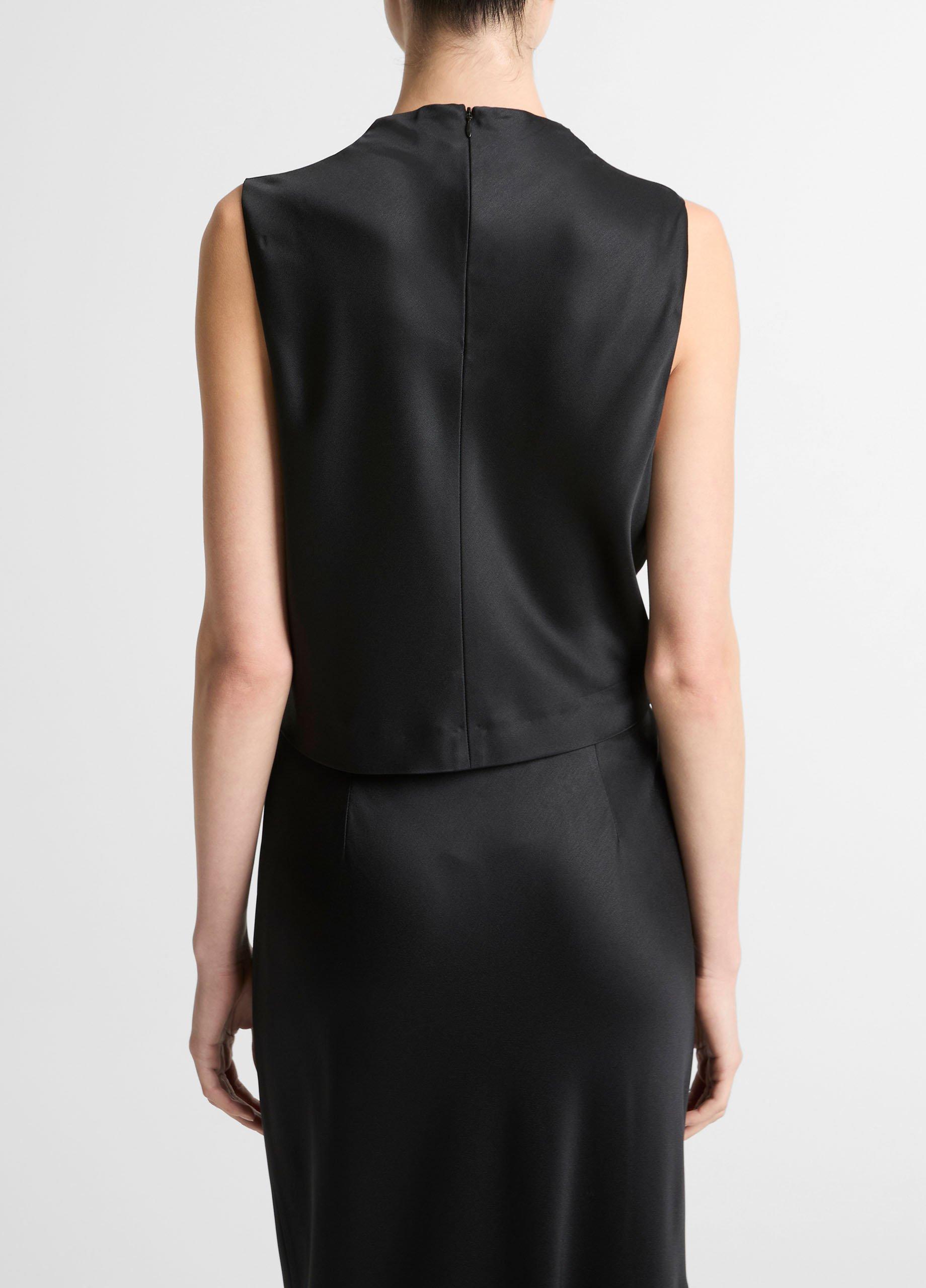 Satin Cropped Cowl-Neck Top image number 2