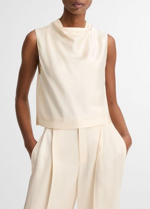 Satin Cropped Cowl-Neck Top