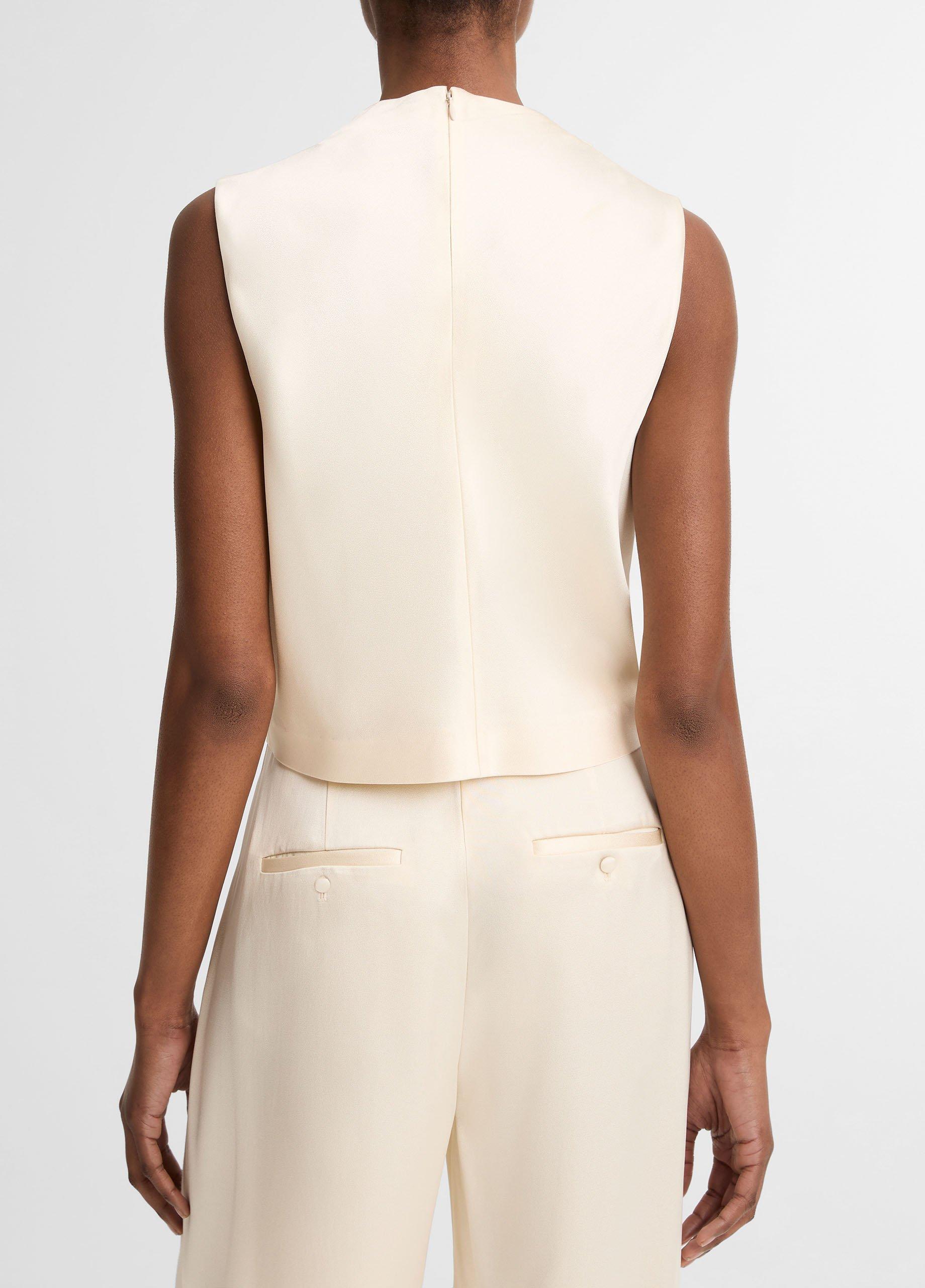 Satin Cropped Cowl-Neck Top image number 2