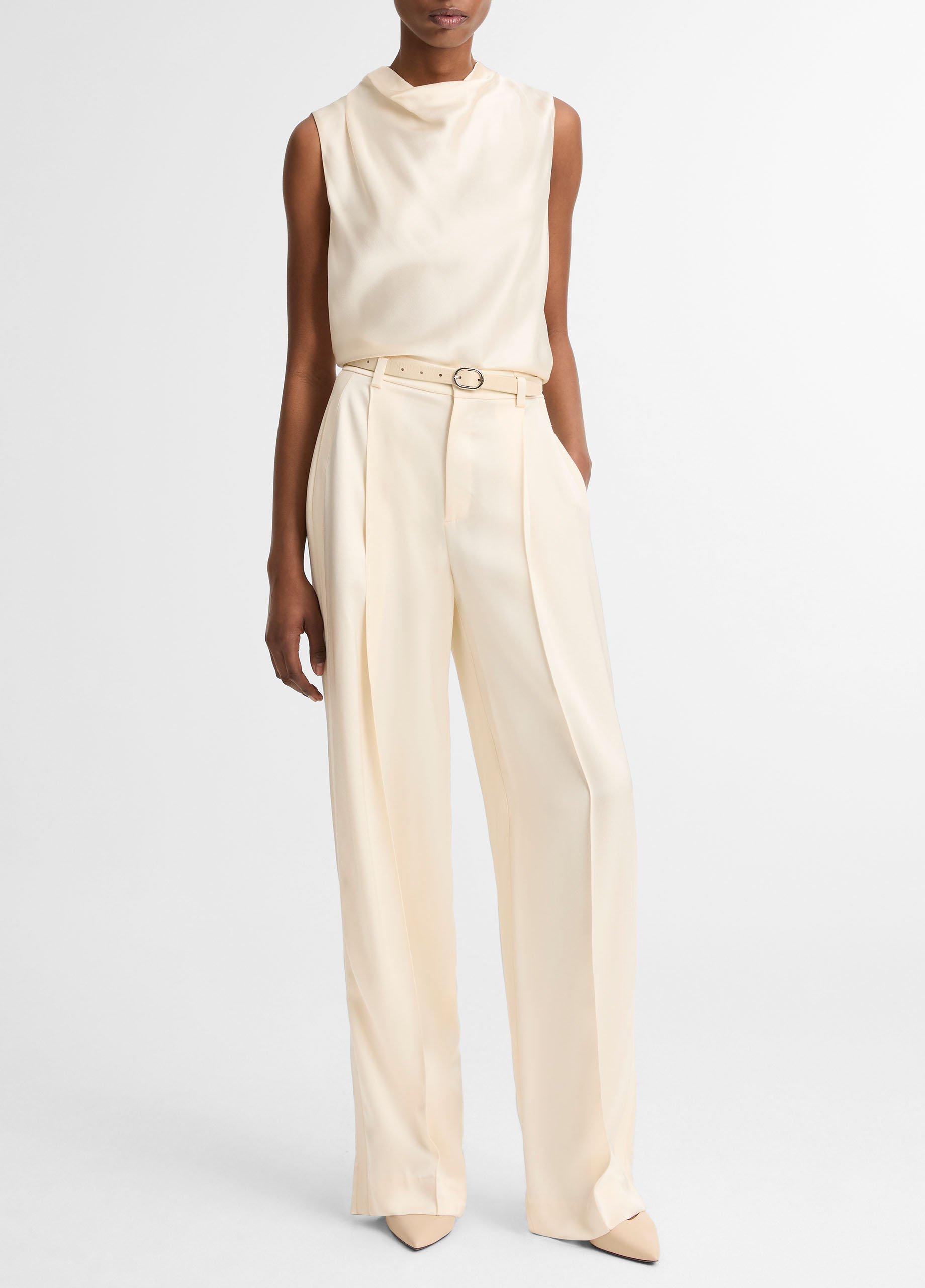 Satin Cropped Cowl-Neck Top image number 3