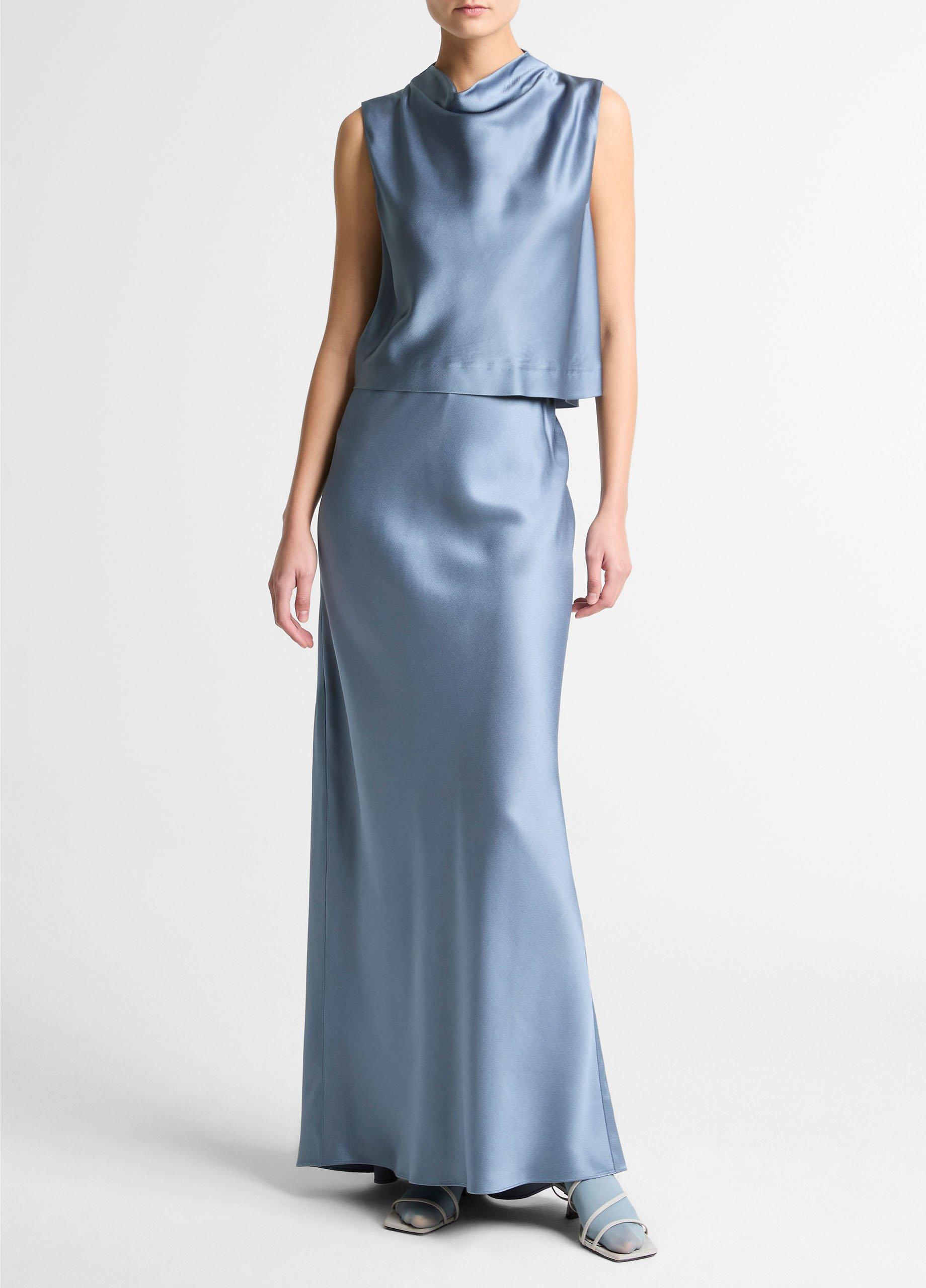 Satin Cropped Cowl-Neck Top image number 3