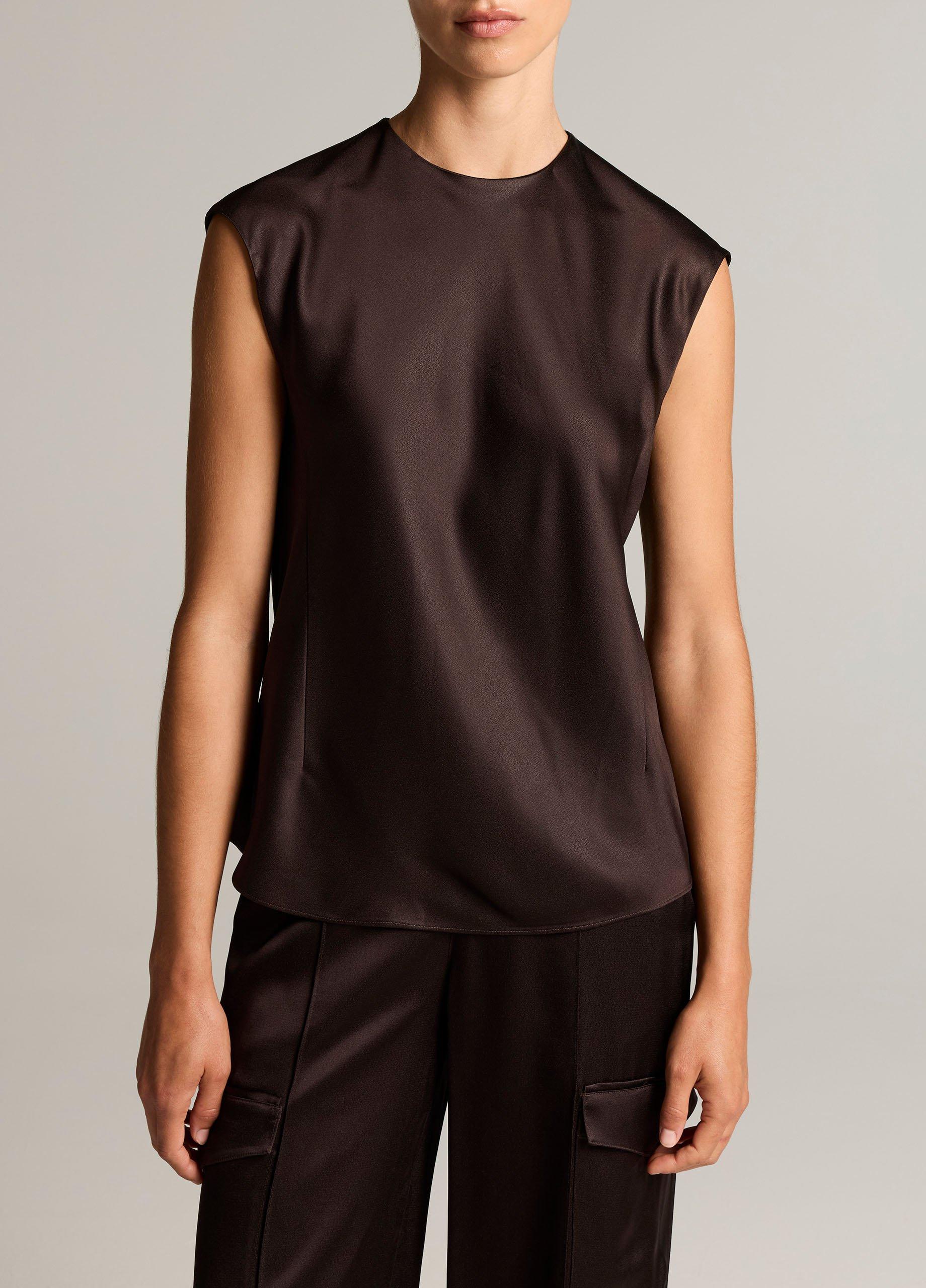 Satin Relaxed Cap-Sleeve Top image number 0