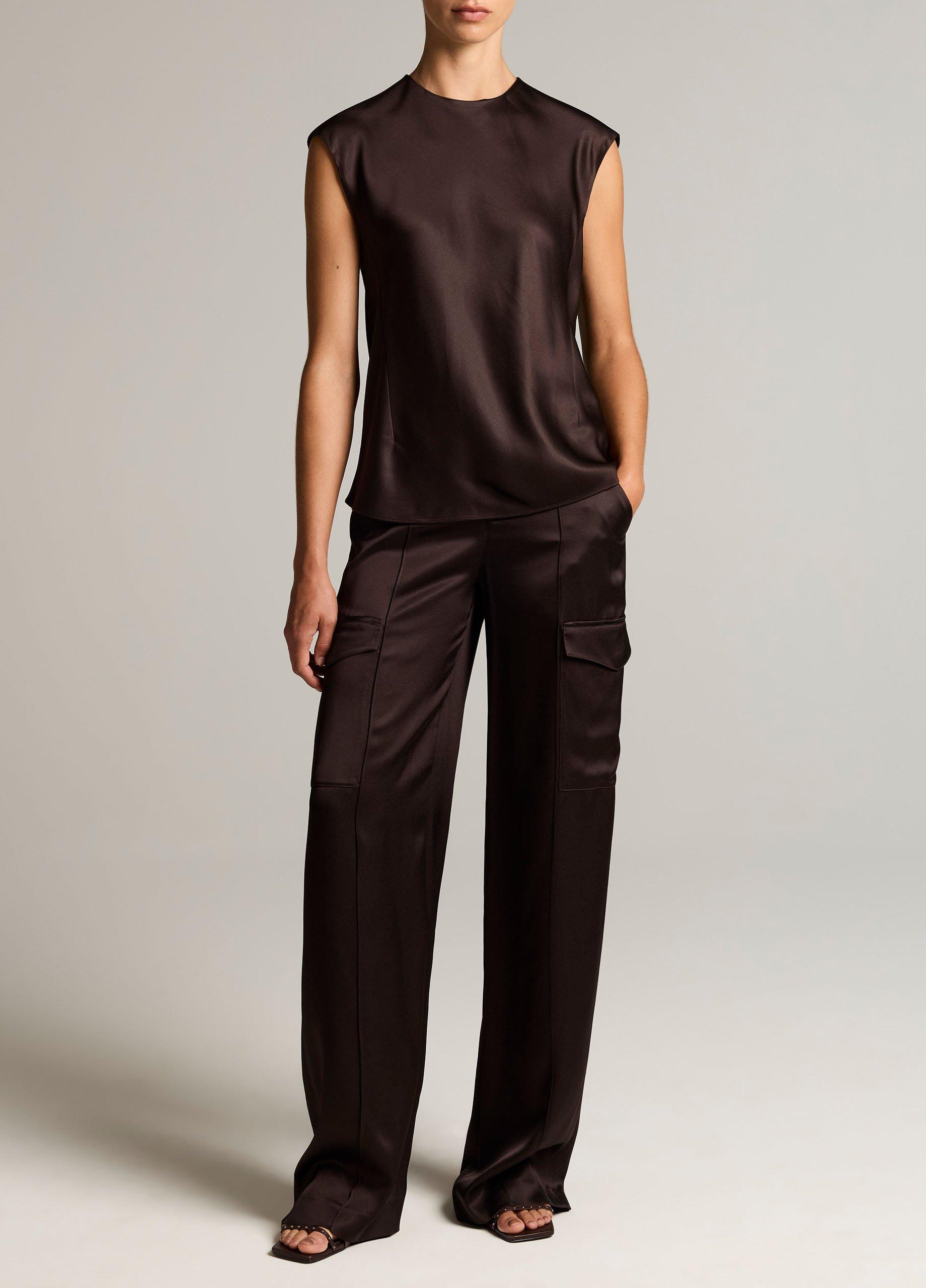 Satin Relaxed Cap-Sleeve Top image number 3