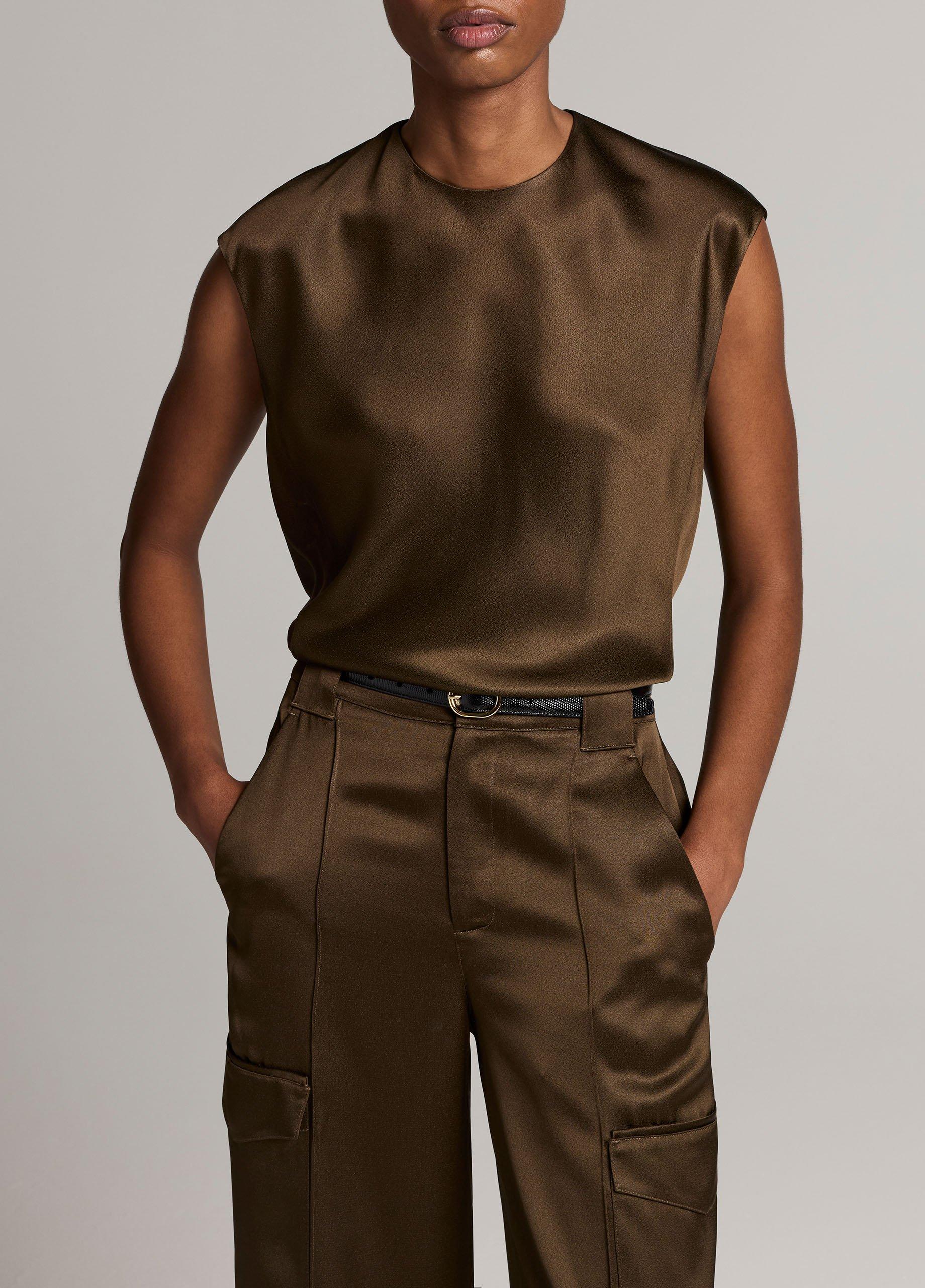 Satin Relaxed Cap-Sleeve Top image number 0