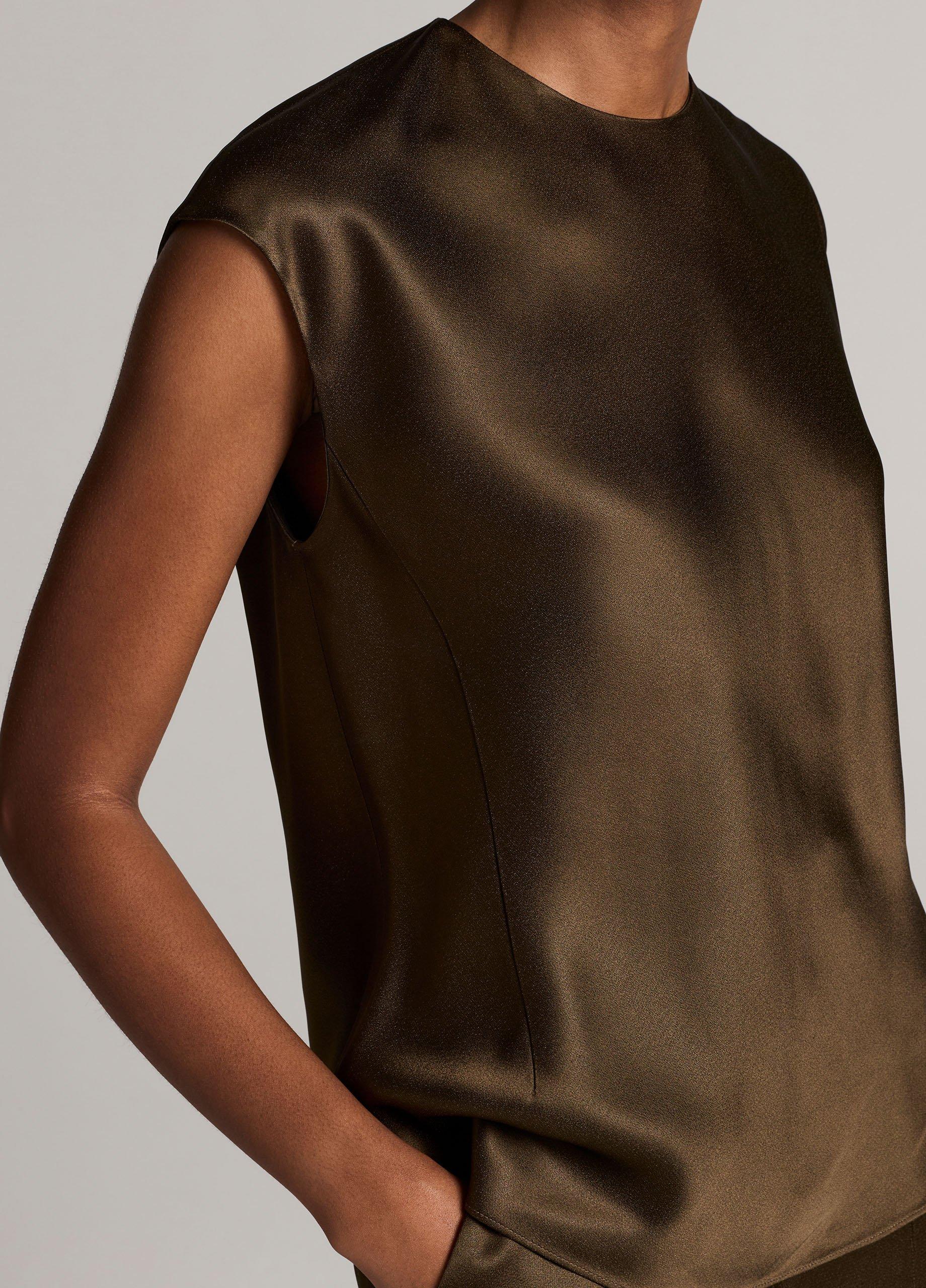 Satin Relaxed Cap-Sleeve Top image number 1