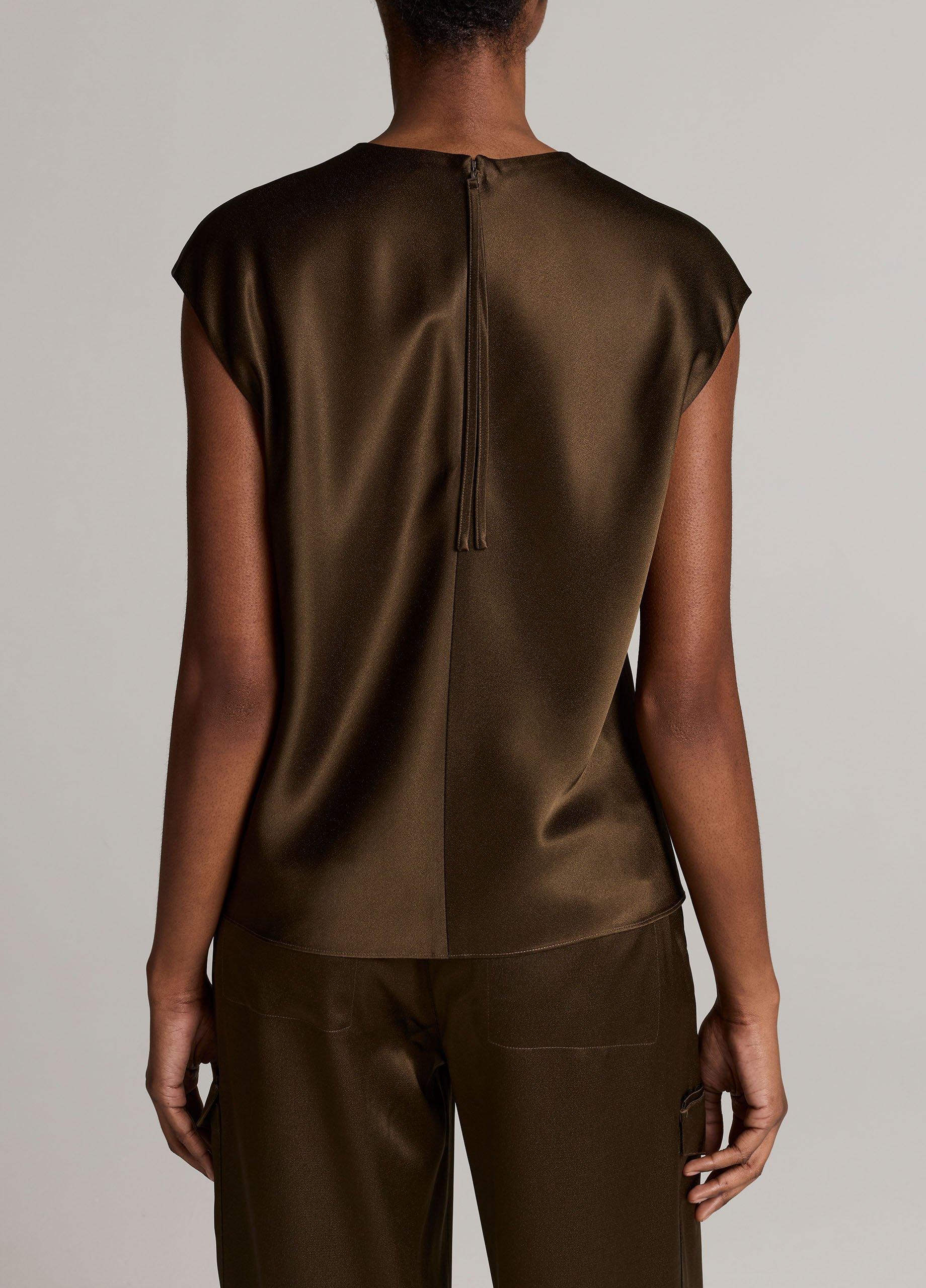 Satin Relaxed Cap-Sleeve Top image number 2