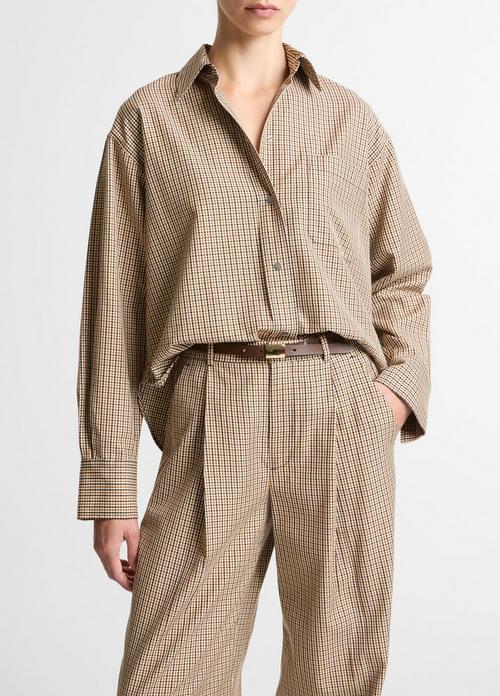 Checked Italian Cotton-Blend Cropped Button-Front Shirt