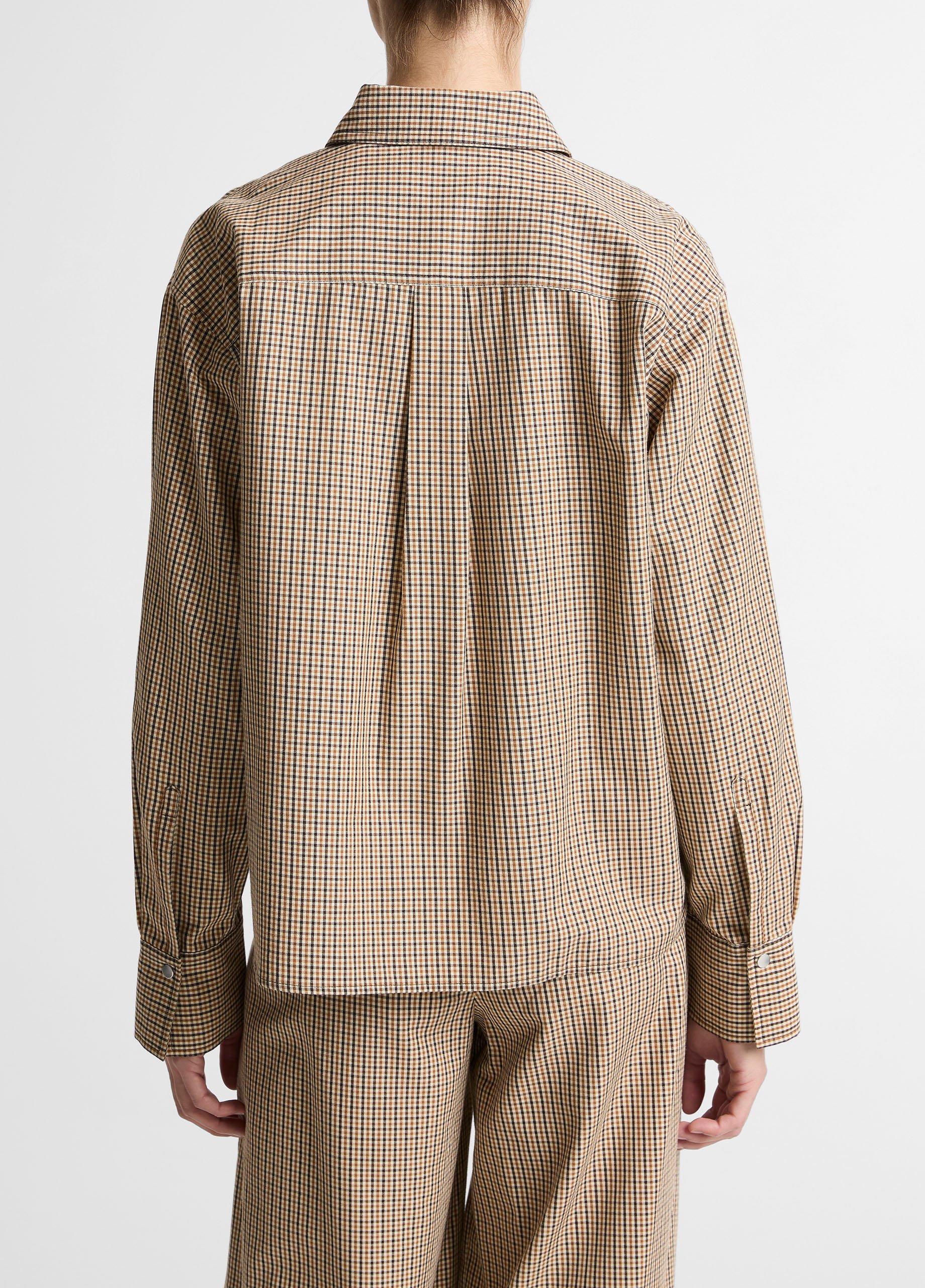 Checked Italian Cotton-Blend Cropped Button-Front Shirt image number 2
