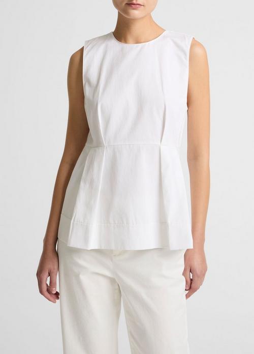 Cotton-Blend Pleated Paneled Top