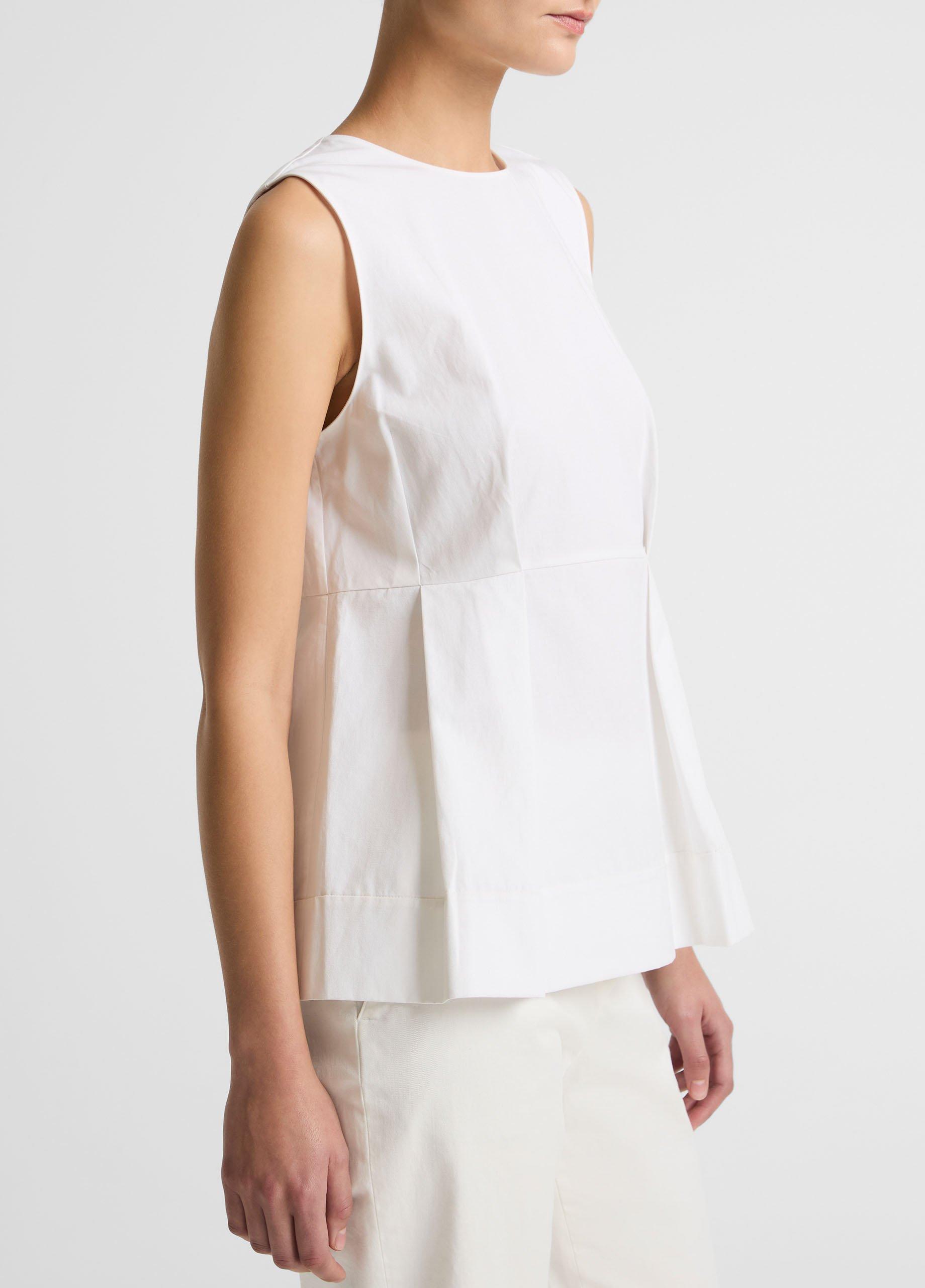 Cotton-Blend Pleated Paneled Top image number 1