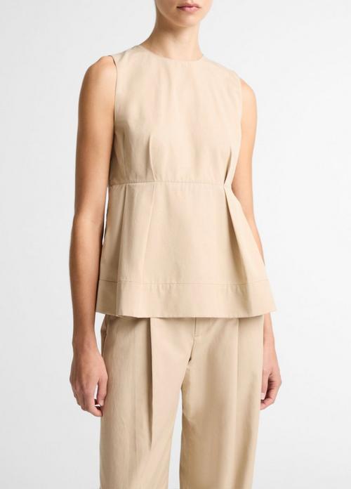 Cotton-Blend Pleated Paneled Top