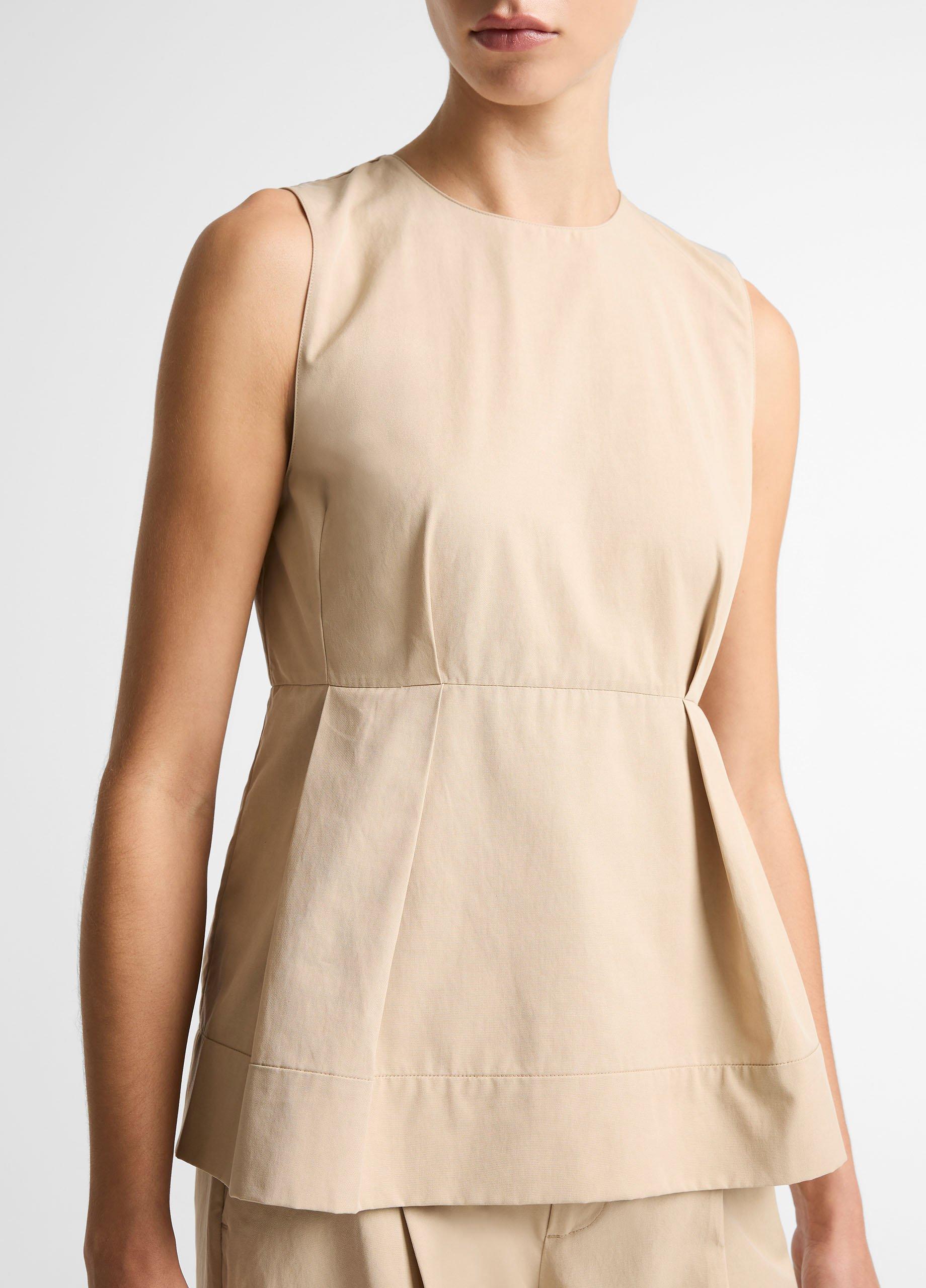 Cotton-Blend Pleated Paneled Top image number 1
