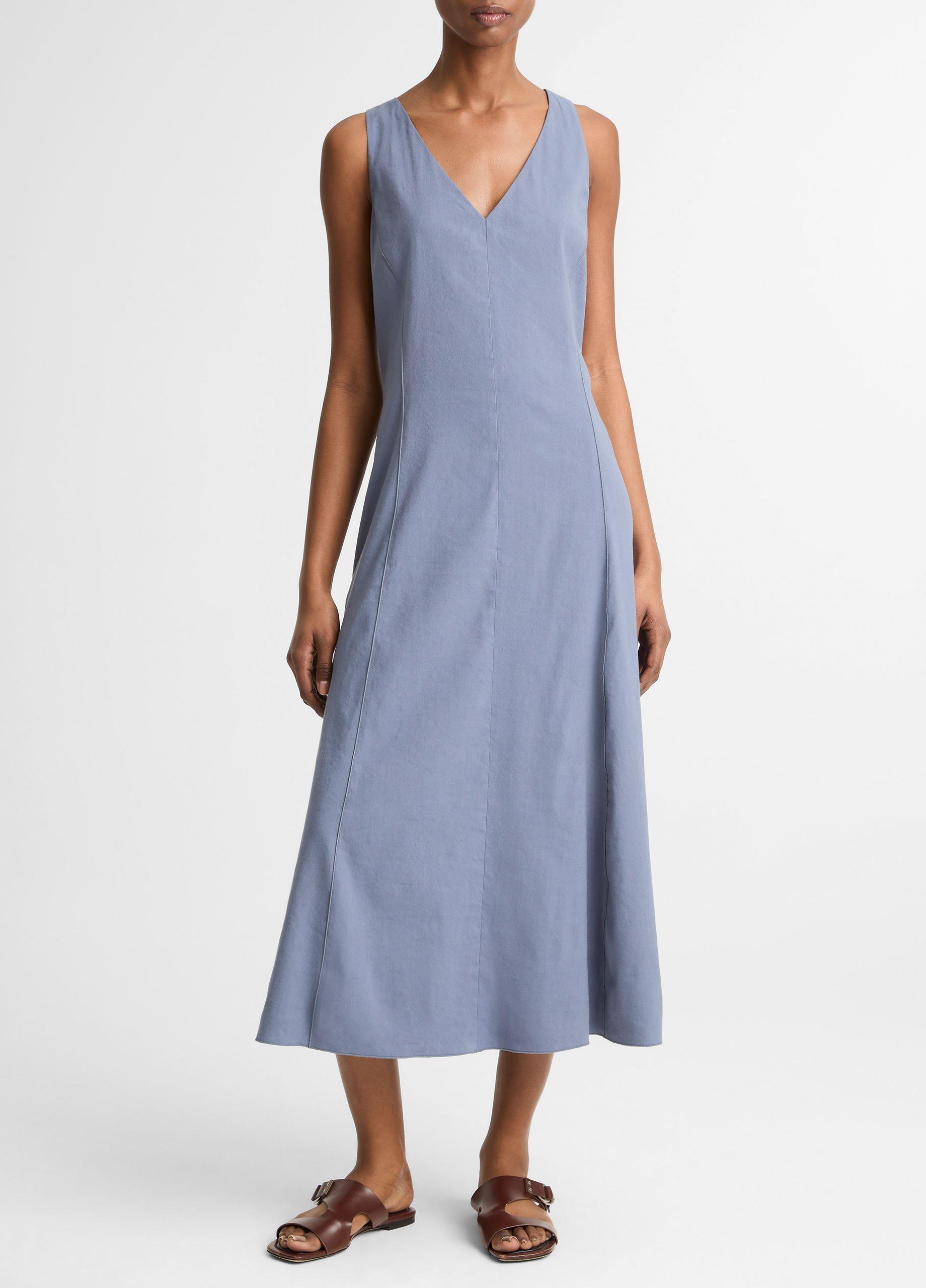 Linen-Blend V-Neck Dress from Vince - $468