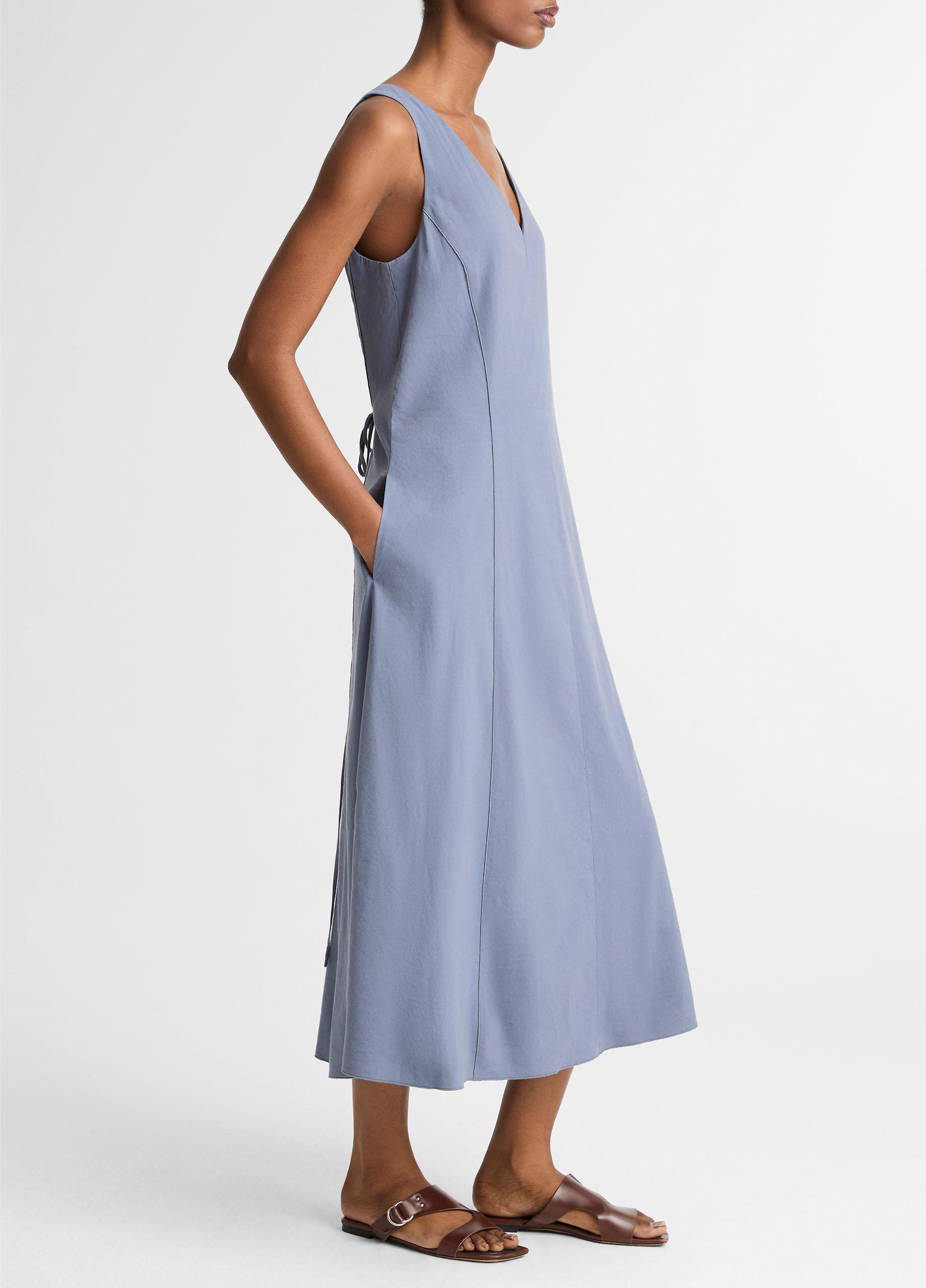 Linen-Blend V-Neck Dress image number 1