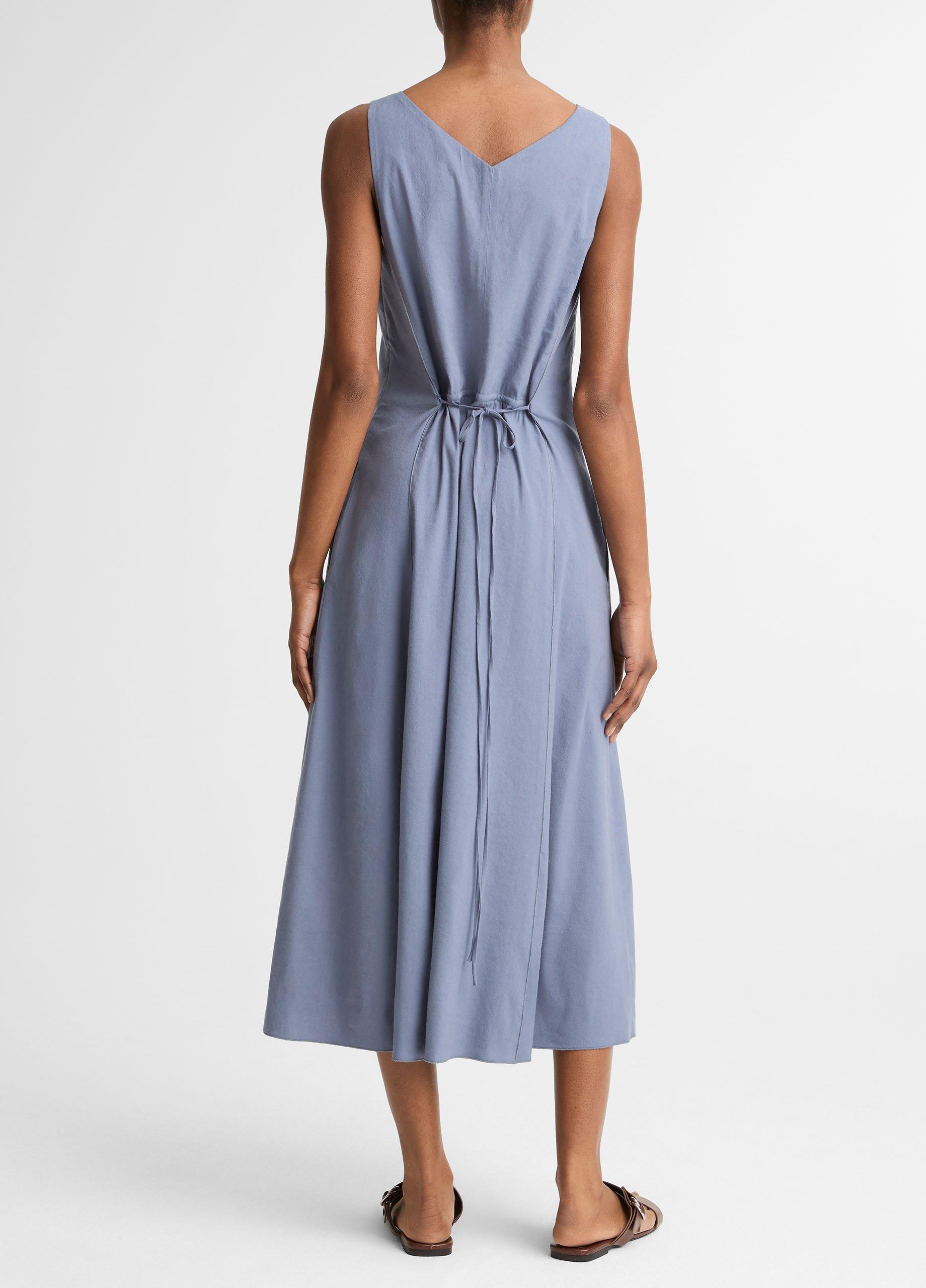 Linen-Blend V-Neck Dress image number 2