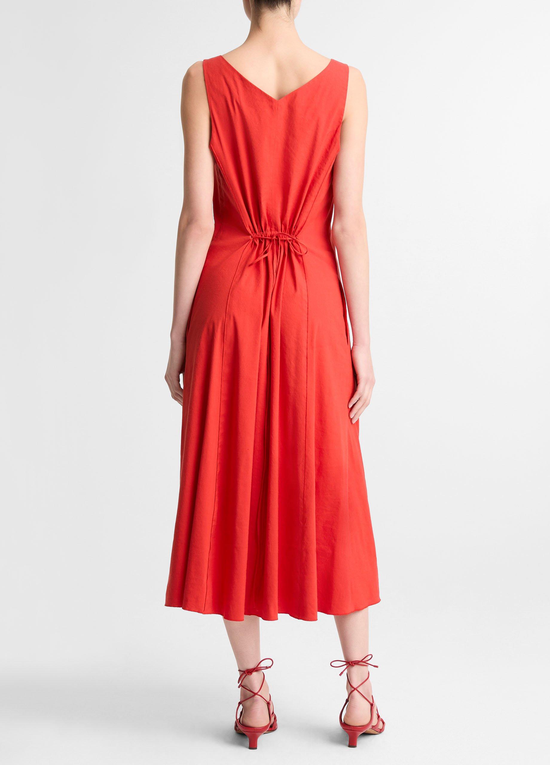 Linen-Blend V-Neck Dress image number 2