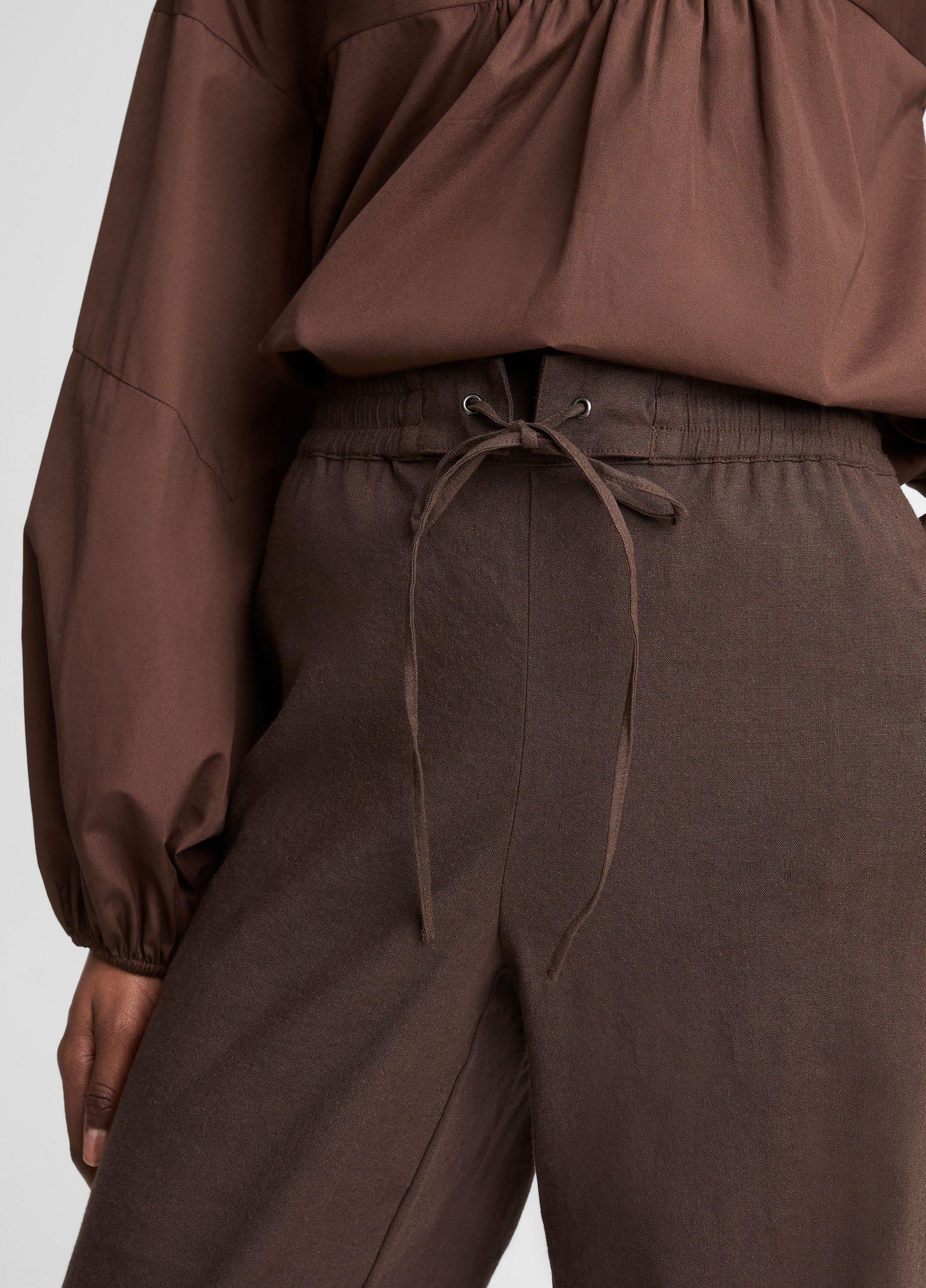 Linen-Blend Drawstring Pant image number 3