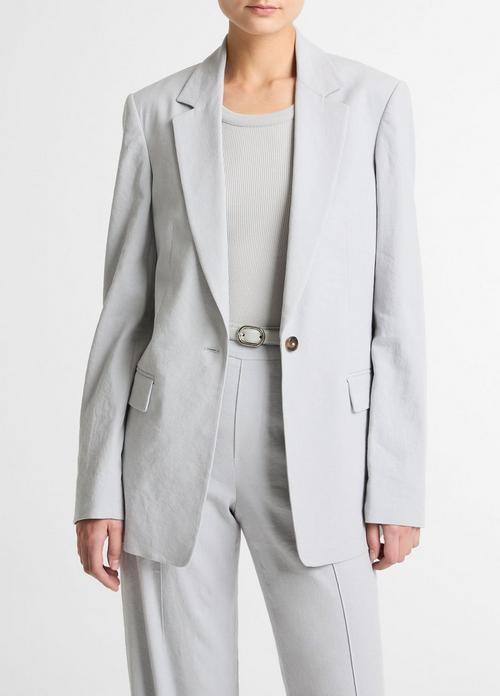Linen-Blend Single-Breasted Blazer