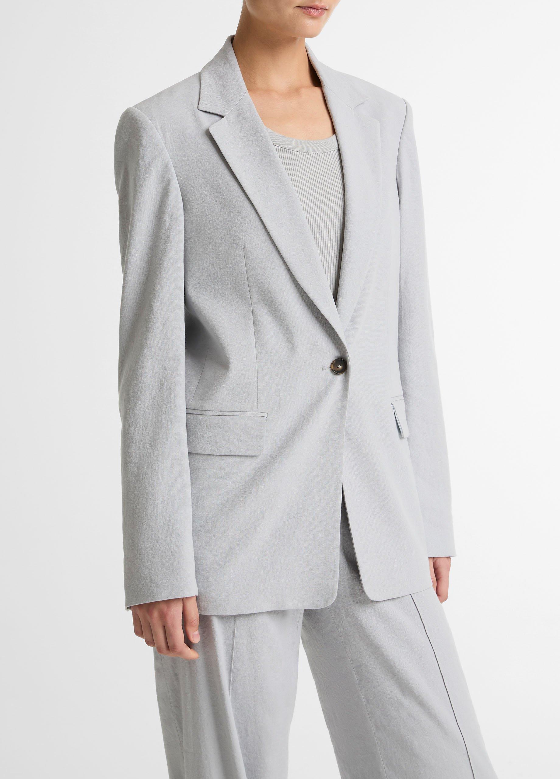 Linen-Blend Single-Breasted Blazer image number 1