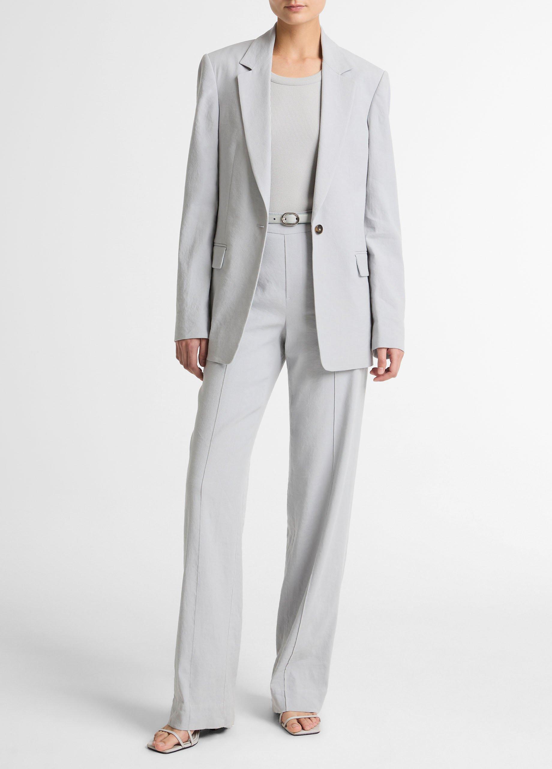 Linen-Blend Single-Breasted Blazer image number 3