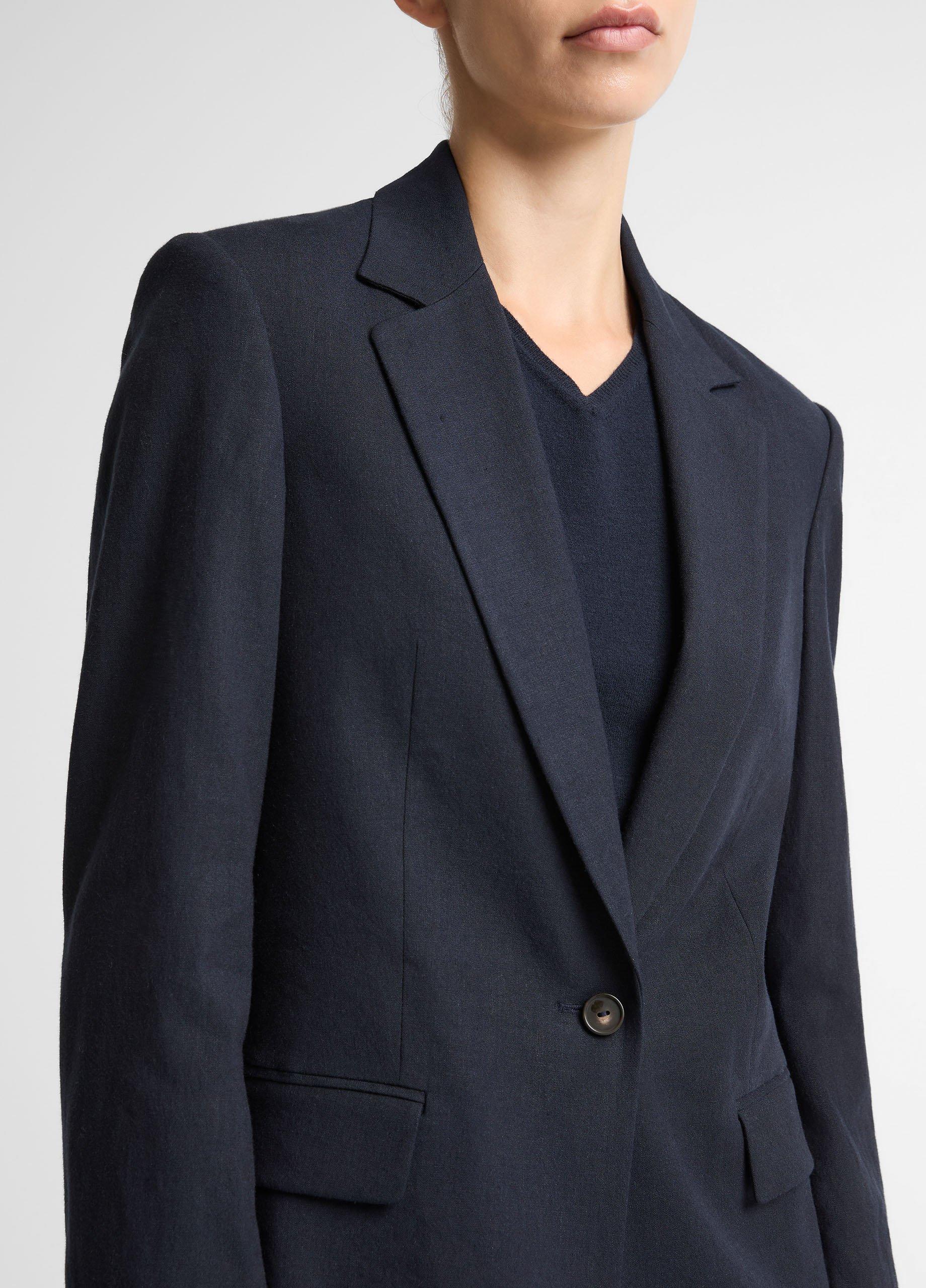 Linen-Blend Single-Breasted Blazer image number 1