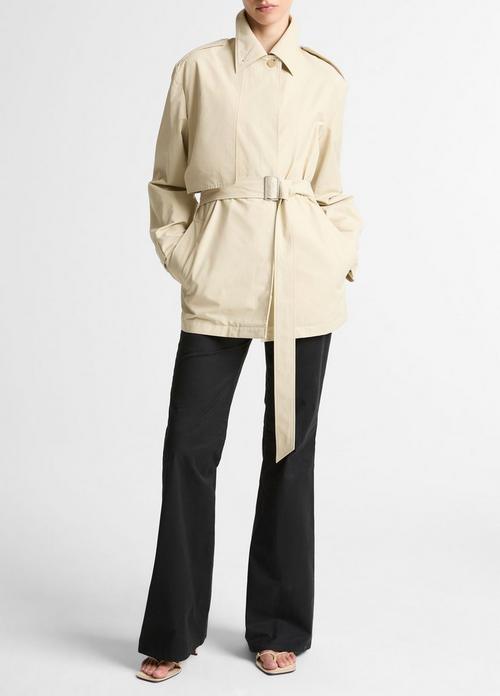 Cotton-Blend Short Trench Coat