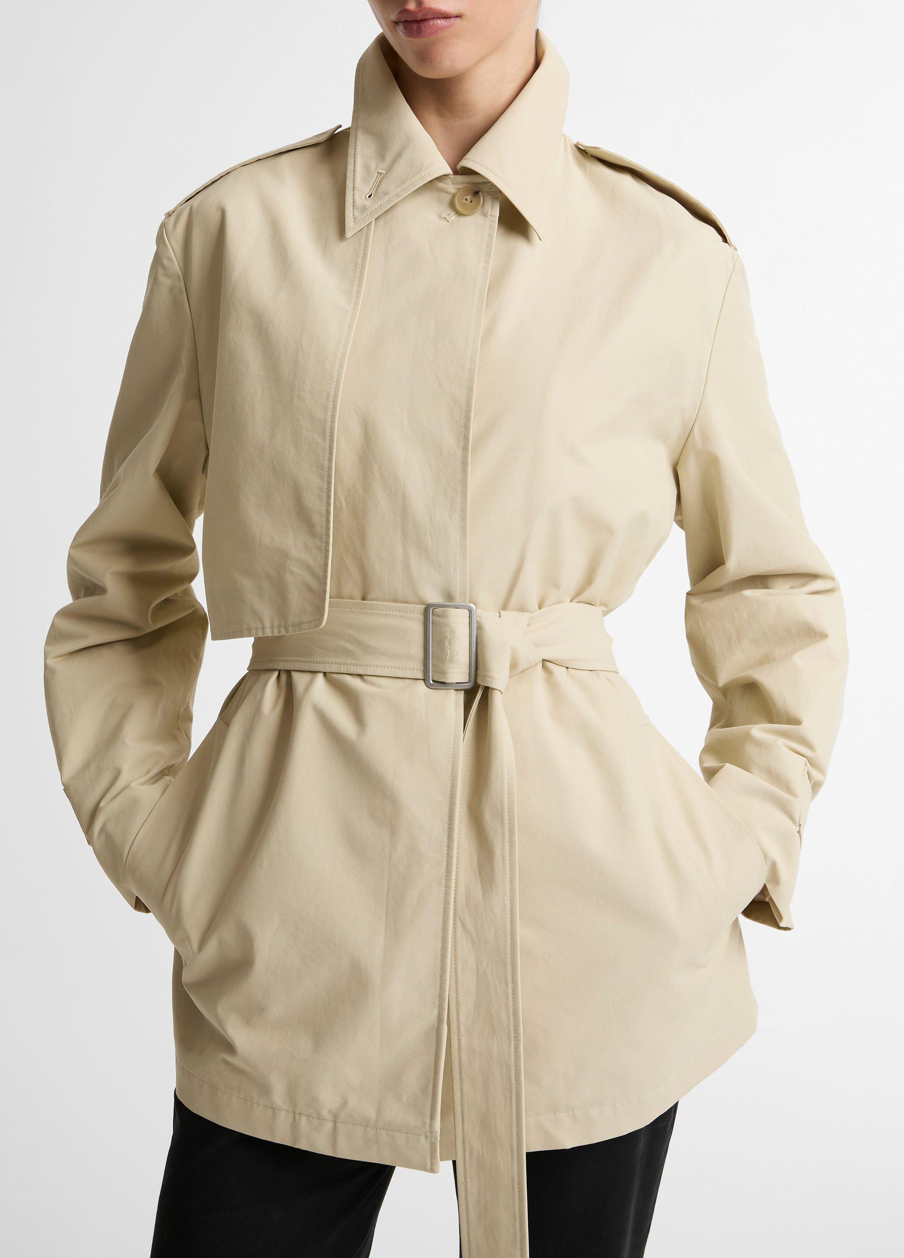 Cotton-Blend Short Trench Coat image number 3