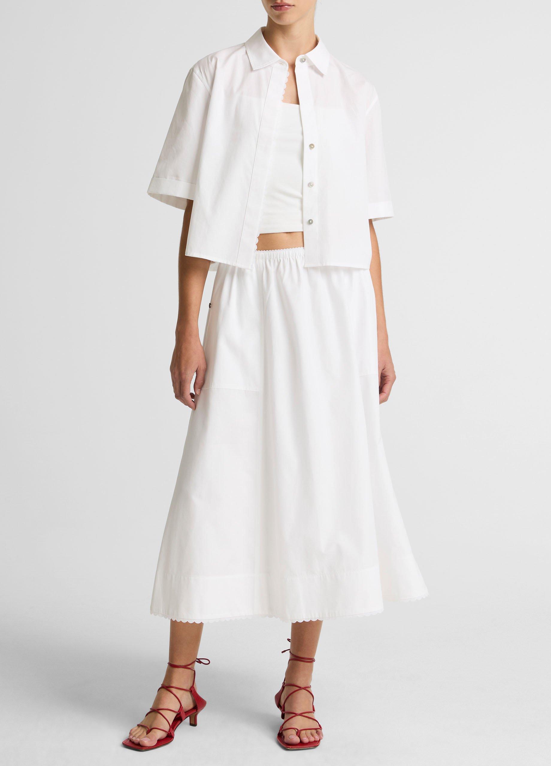 Scallop-Detail Cotton Button-Front Shirt image number 3